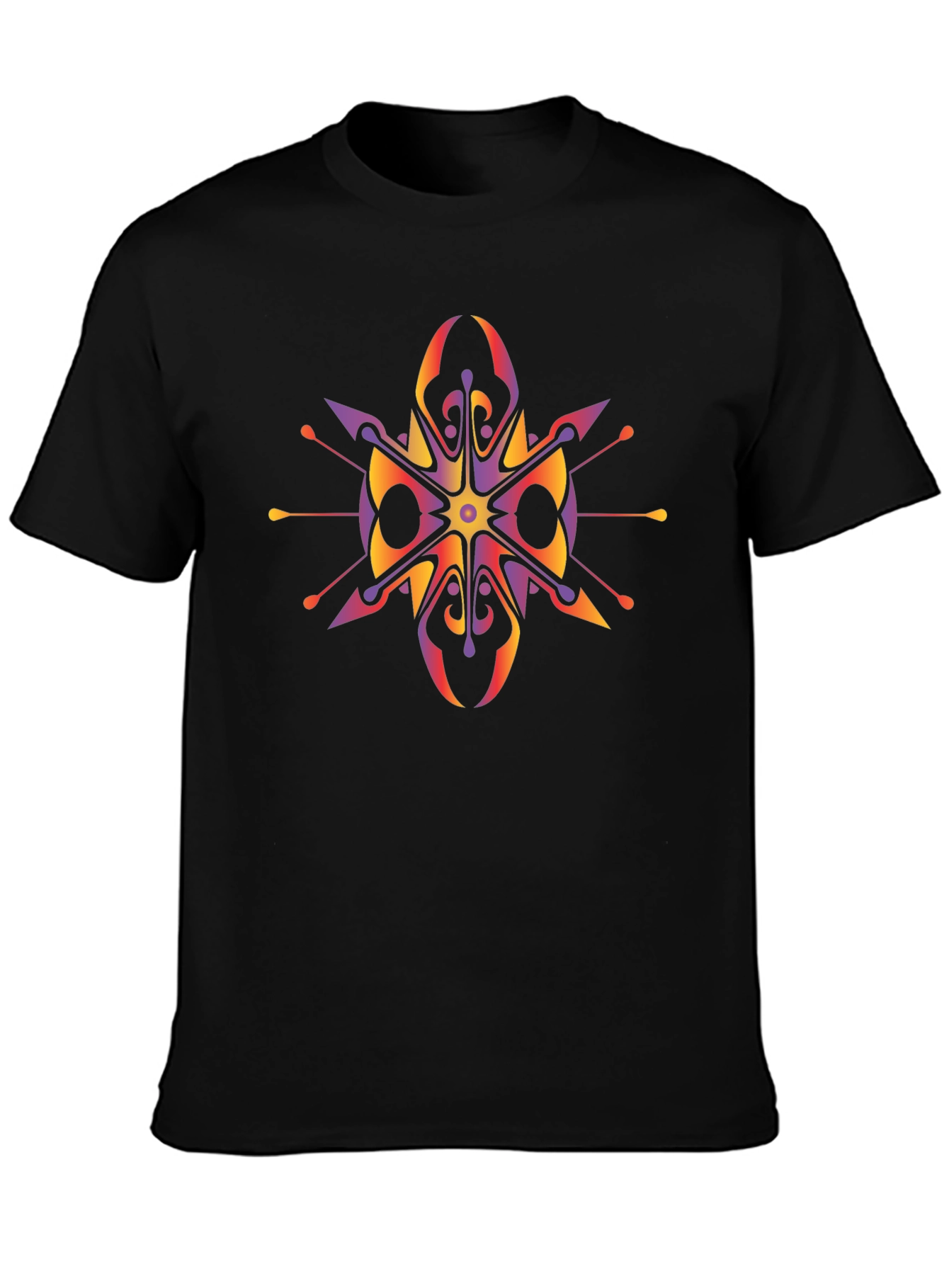 Abstract Geometric Graphic Print Black T-Shirt