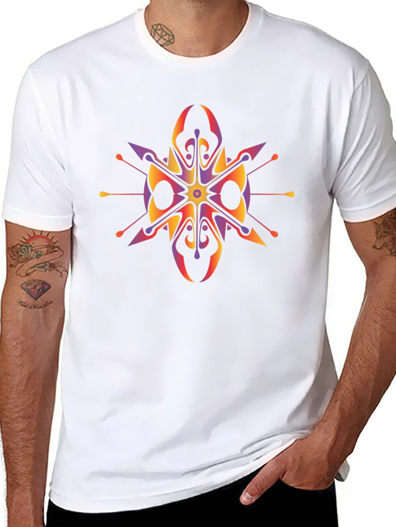 Abstract Geometric Graphic Print Black T-Shirt