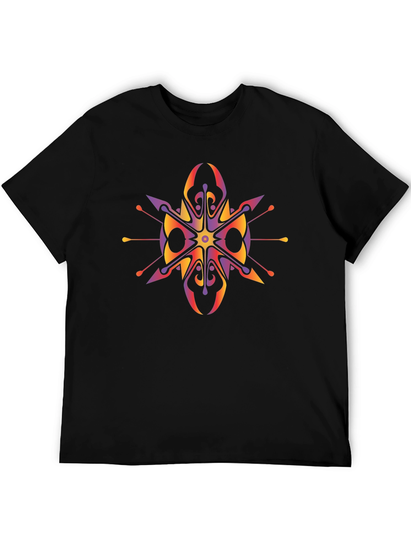 Abstract Geometric Graphic Print Black T-Shirt