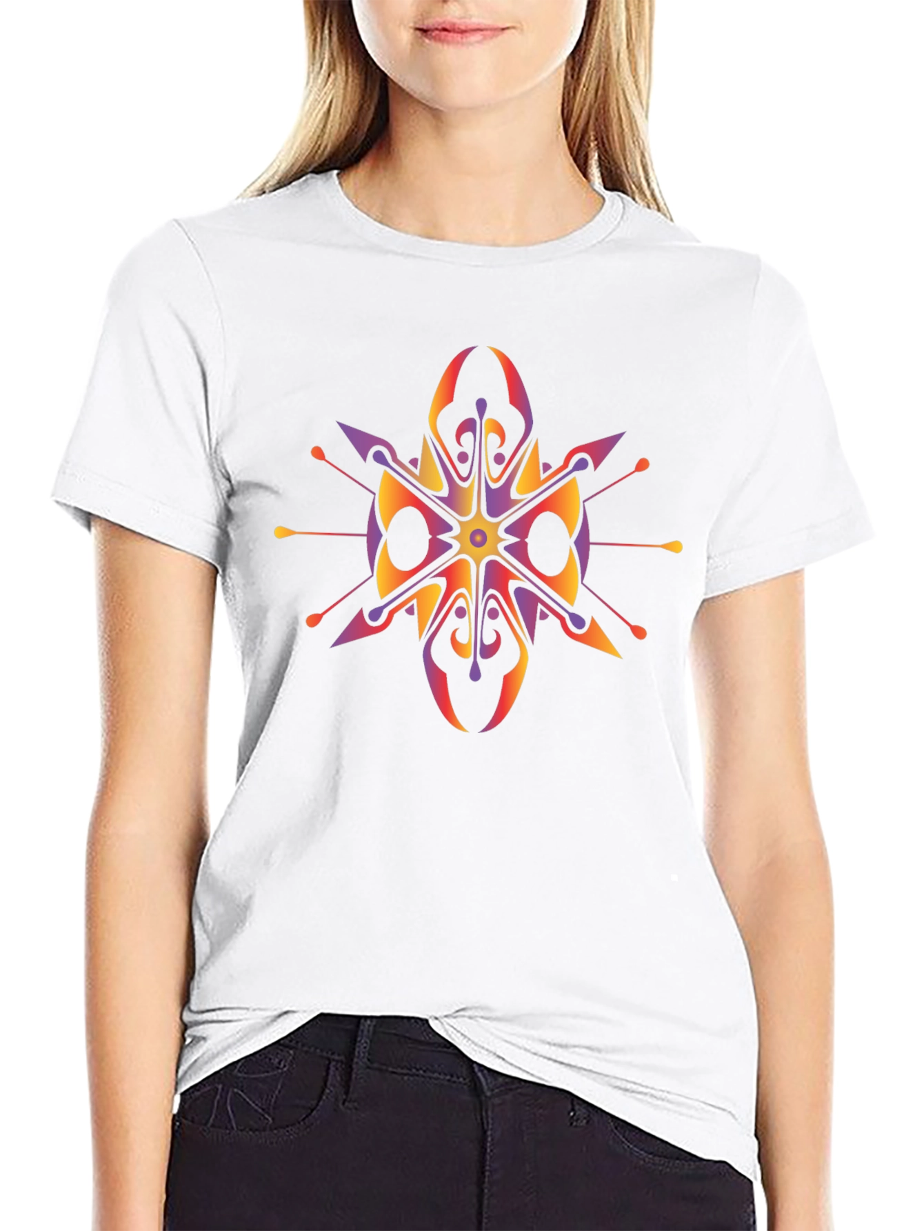 Abstract Geometric Graphic Print Black T-Shirt
