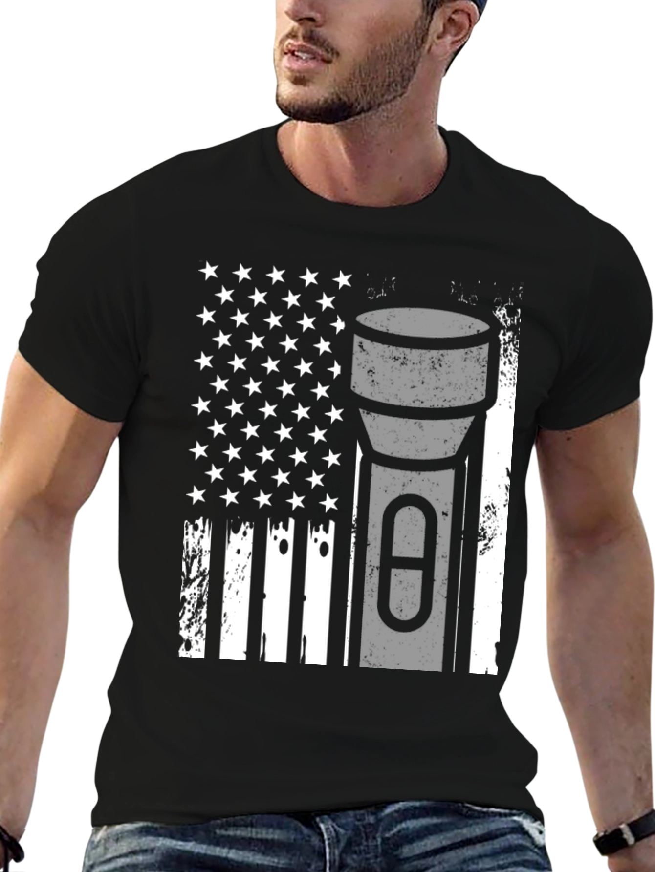 American Flag Flashlight Graphic Tee