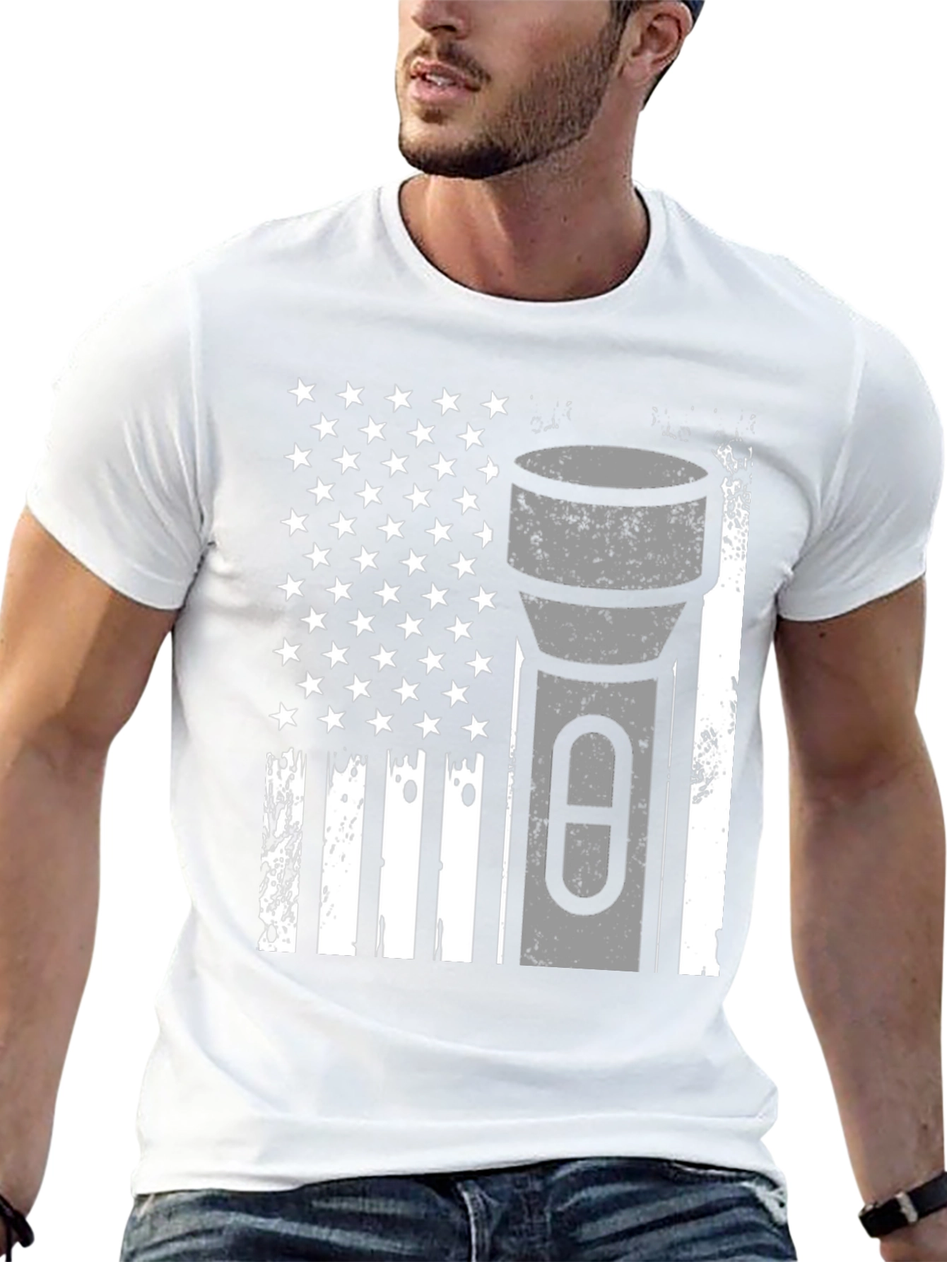 American Flag Flashlight Graphic Tee
