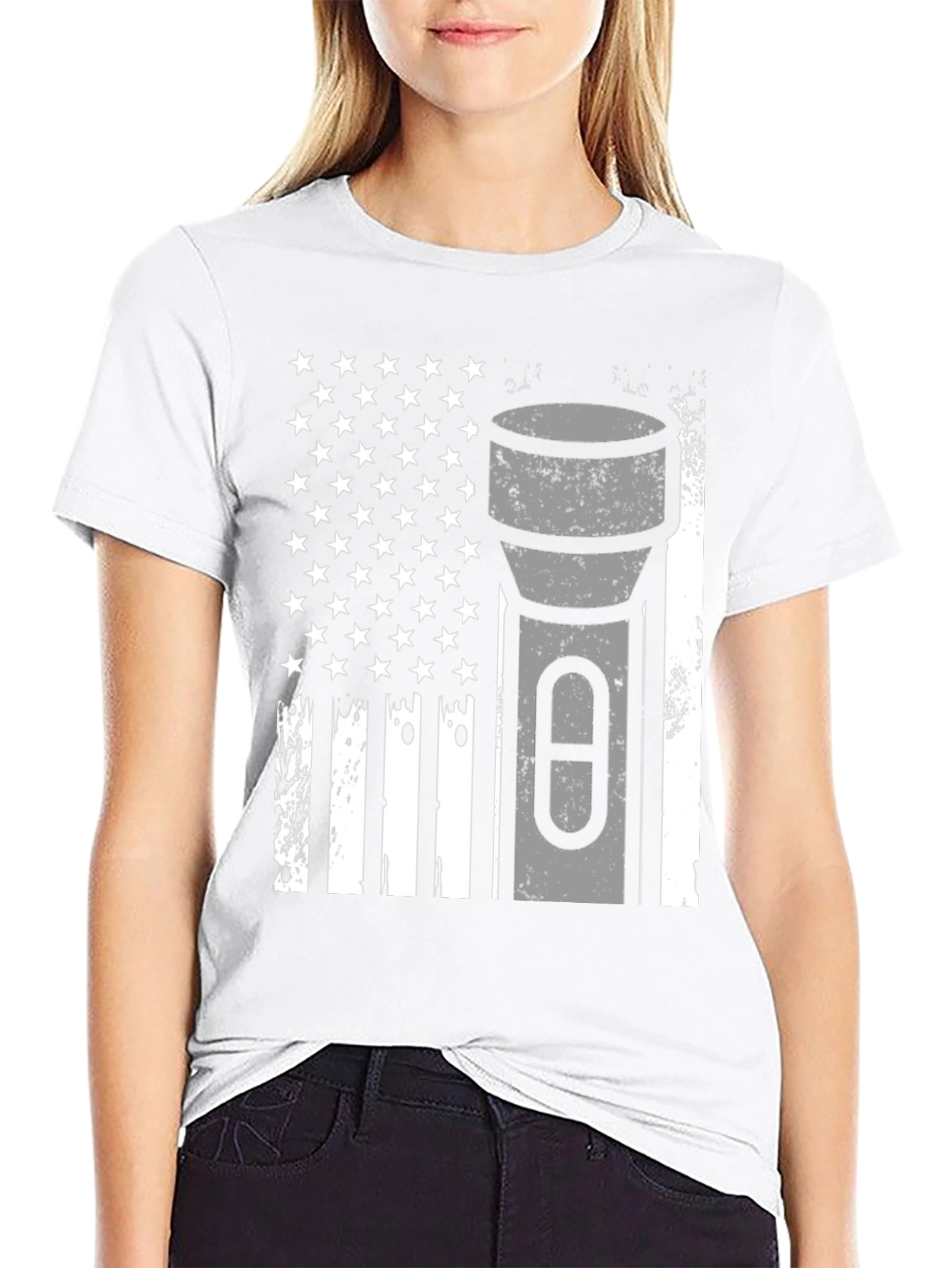 American Flag Flashlight Graphic Tee