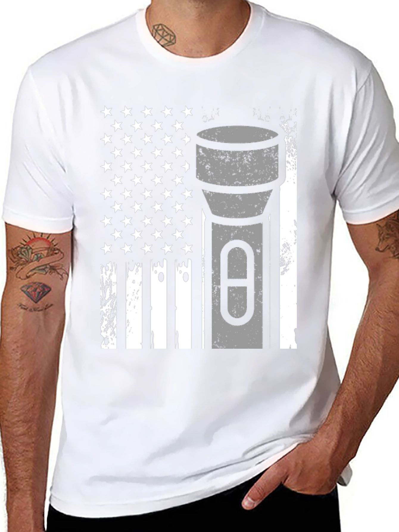 American Flag Flashlight Graphic Tee