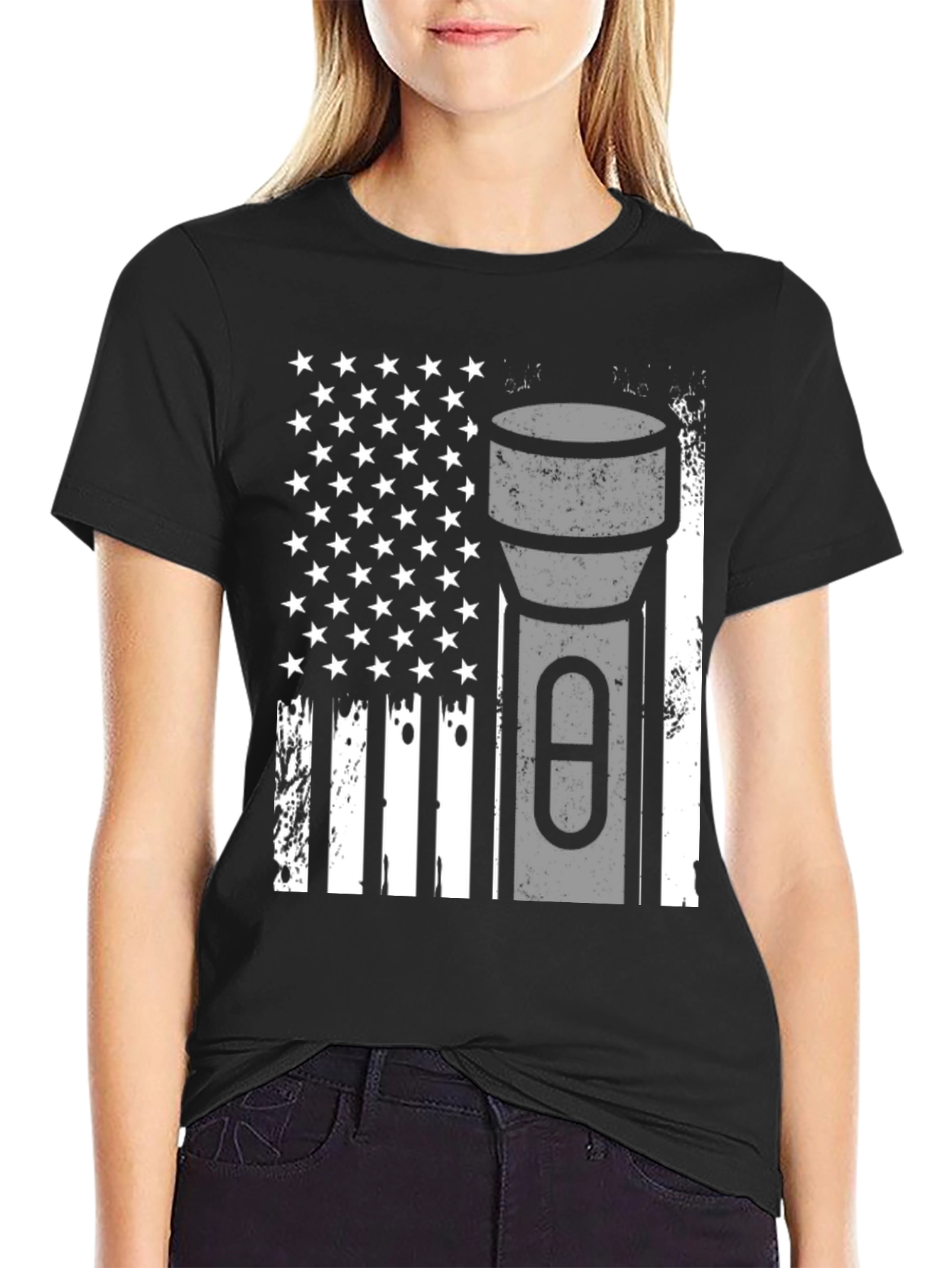 American Flag Flashlight Graphic Tee