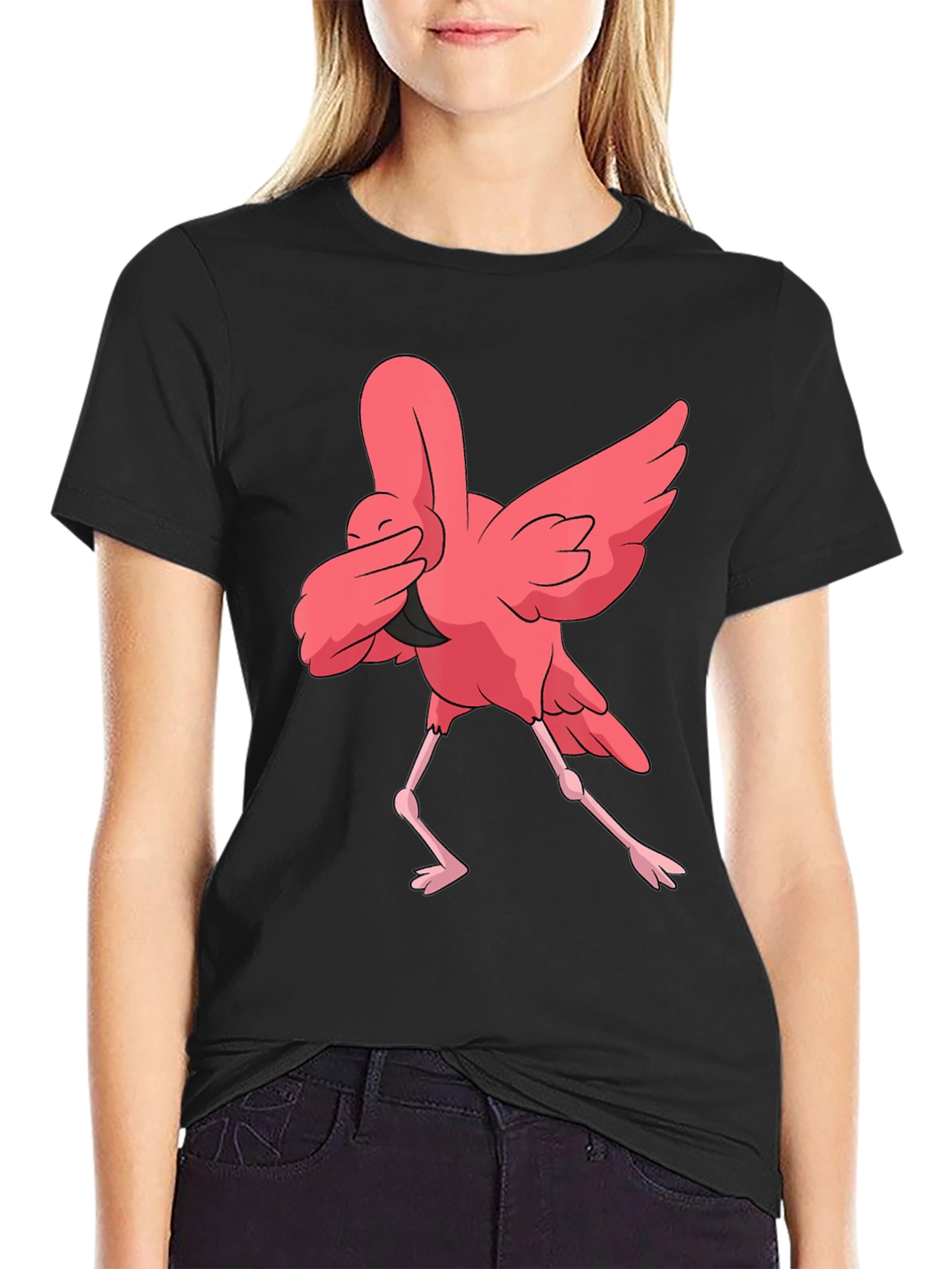 Dabbing Flamingo Graphic T-Shirt - Fun Animal Tee