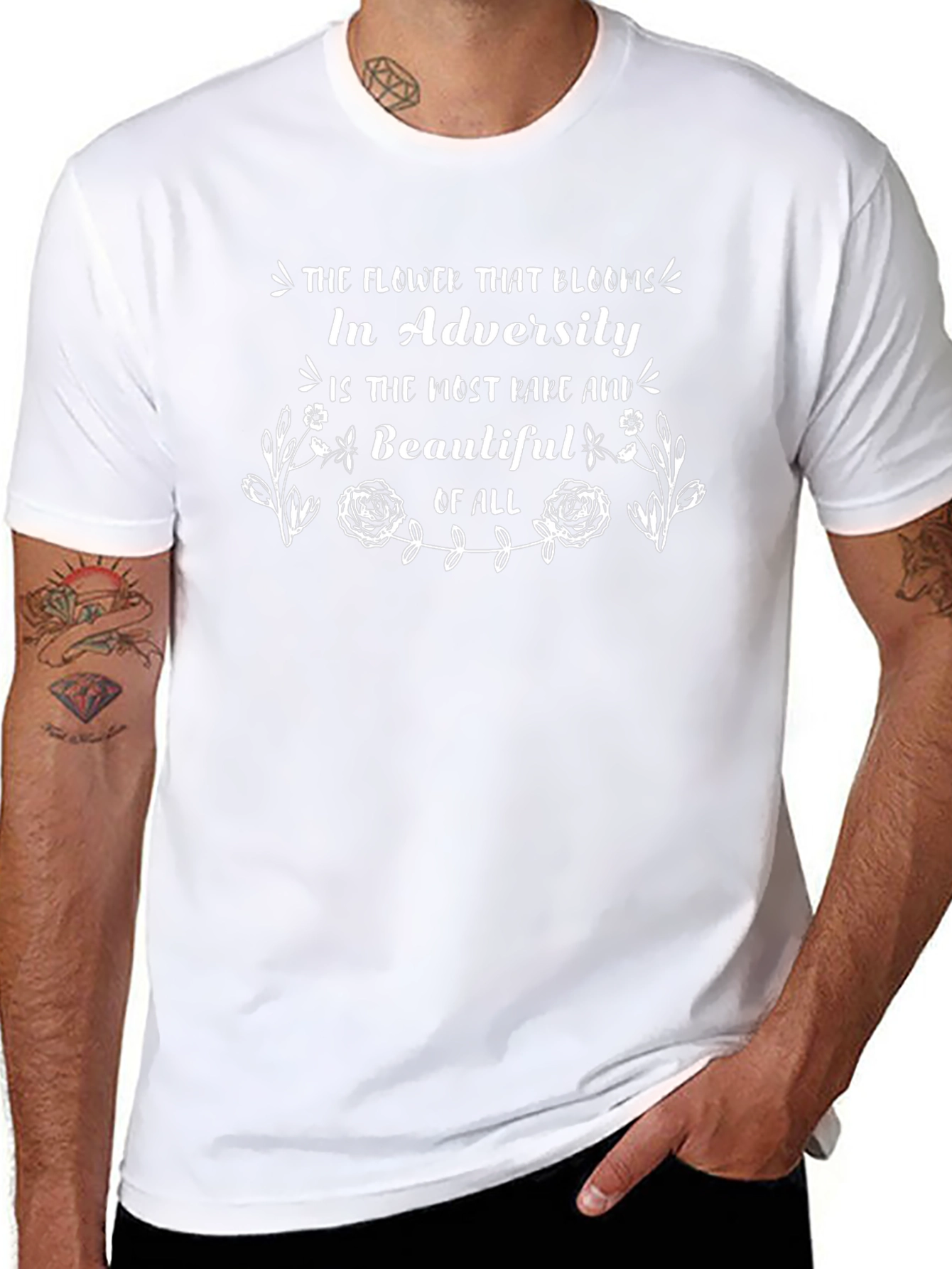 The Flower That Blooms in Adversity Black Tee