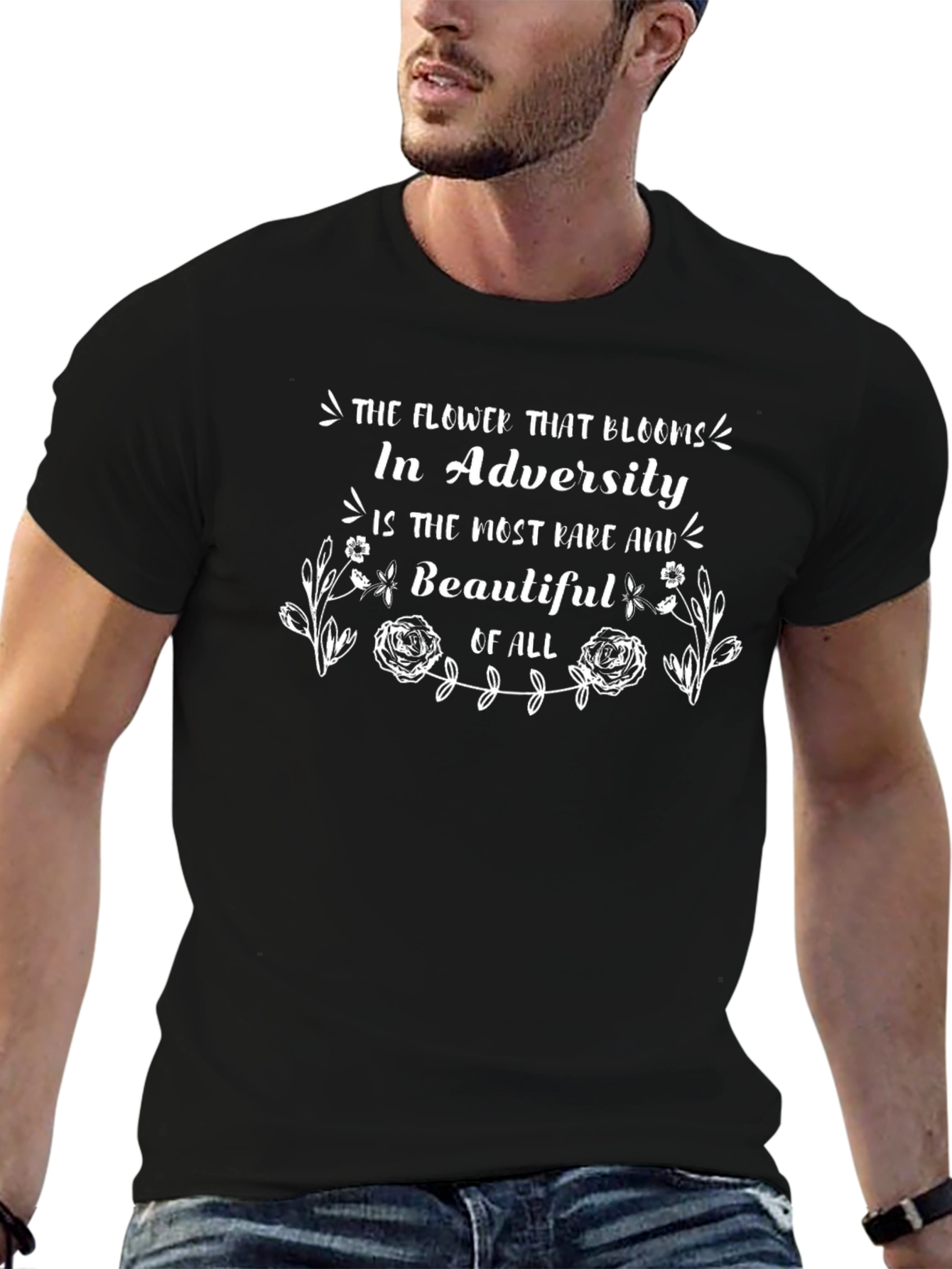 The Flower That Blooms in Adversity Black Tee