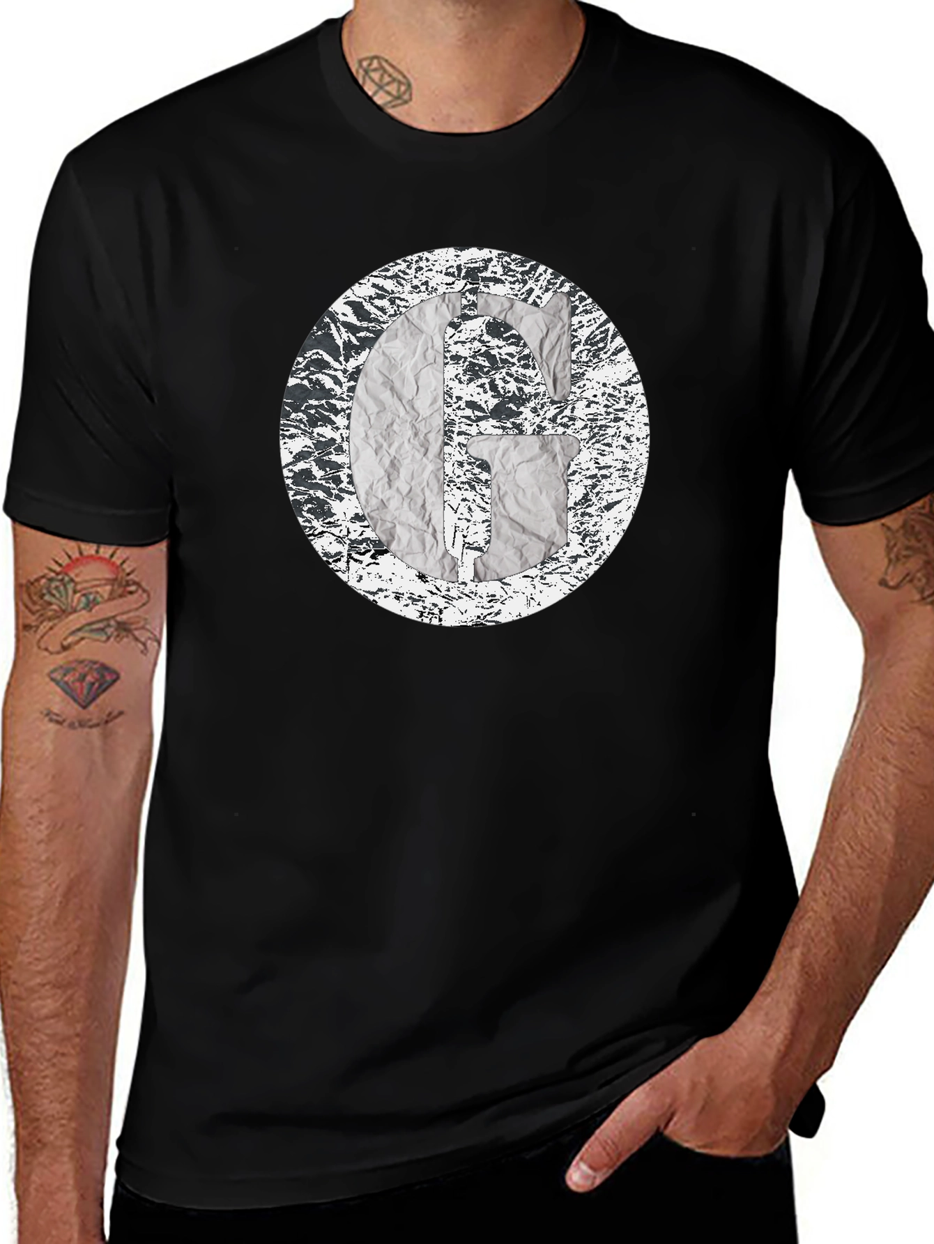 Abstract G Graphic Print Black T-Shirt