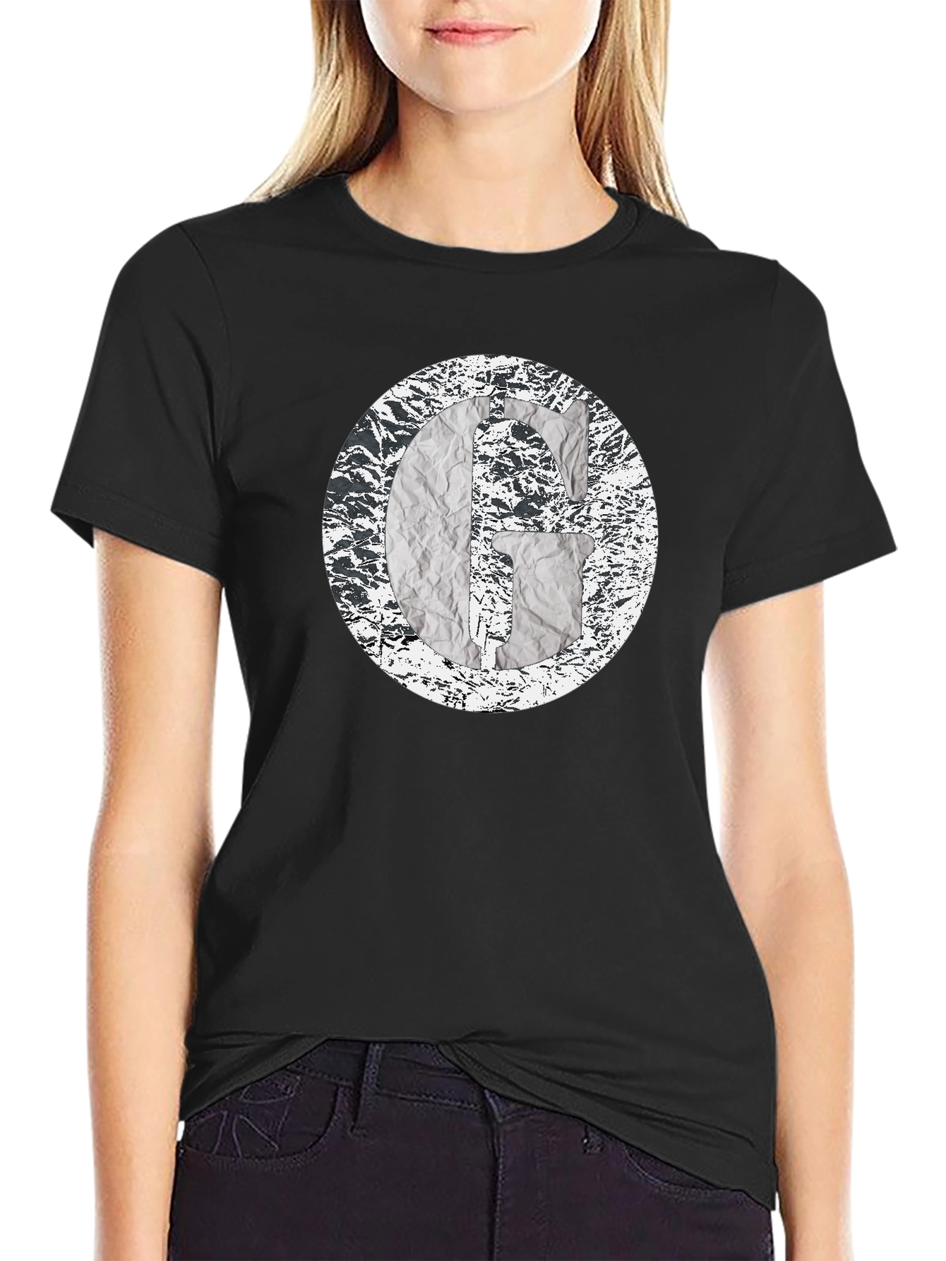 Abstract G Graphic Print Black T-Shirt