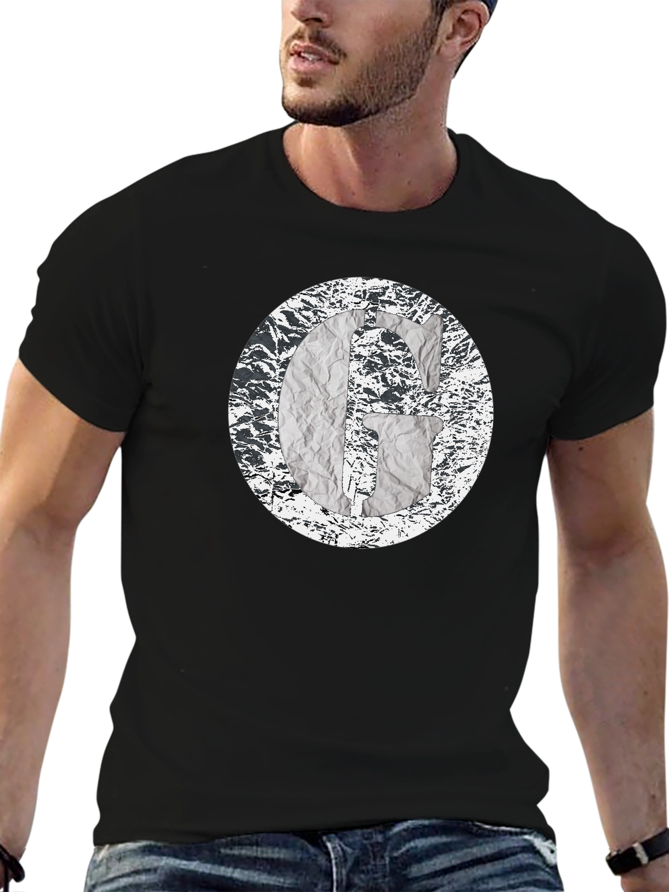Abstract G Graphic Print Black T-Shirt