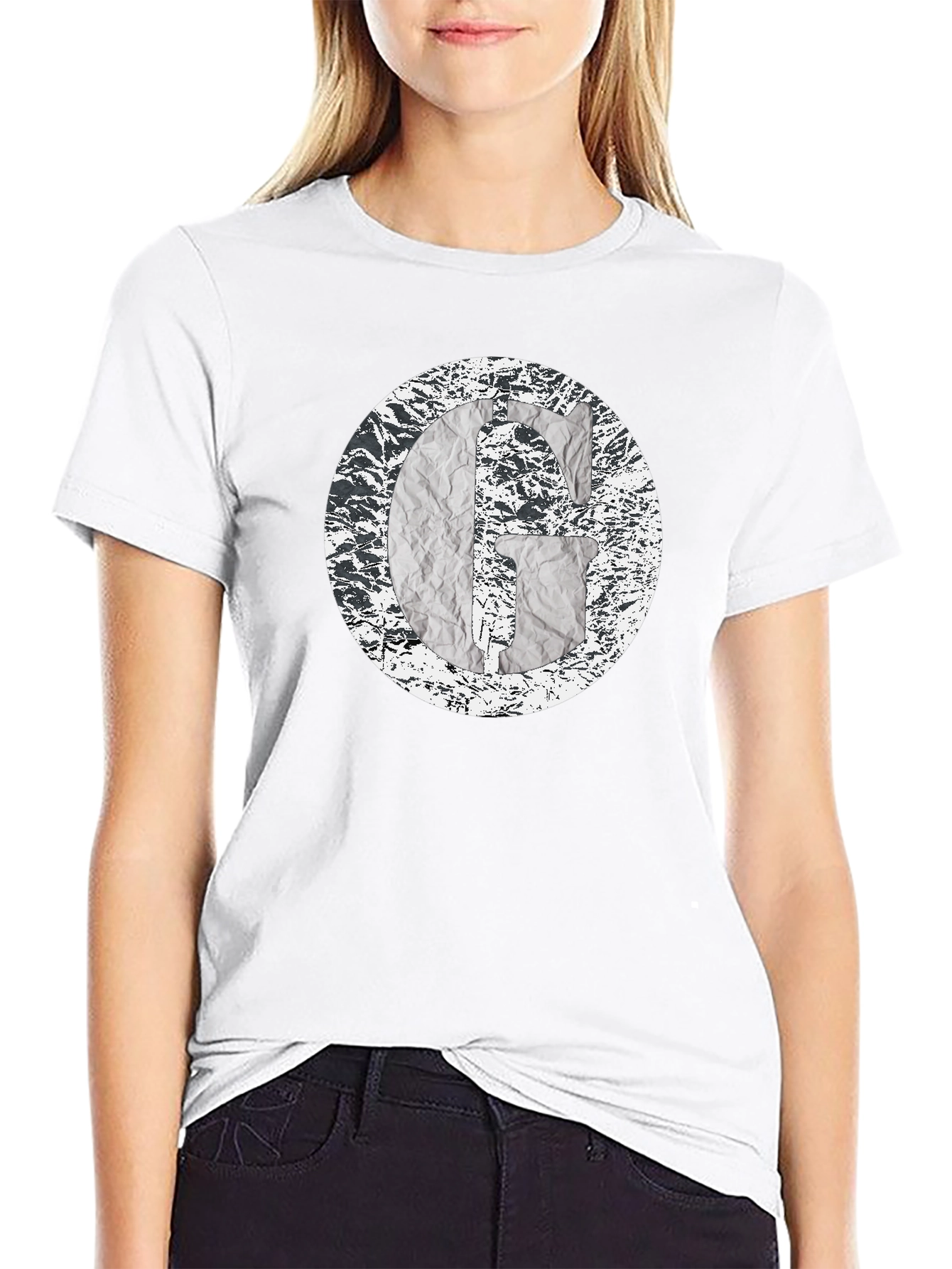 Abstract G Graphic Print Black T-Shirt