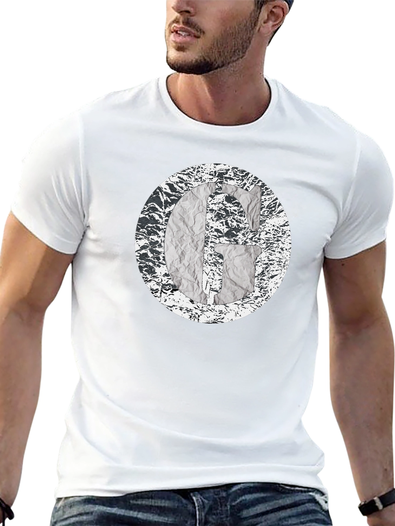 Abstract G Graphic Print Black T-Shirt