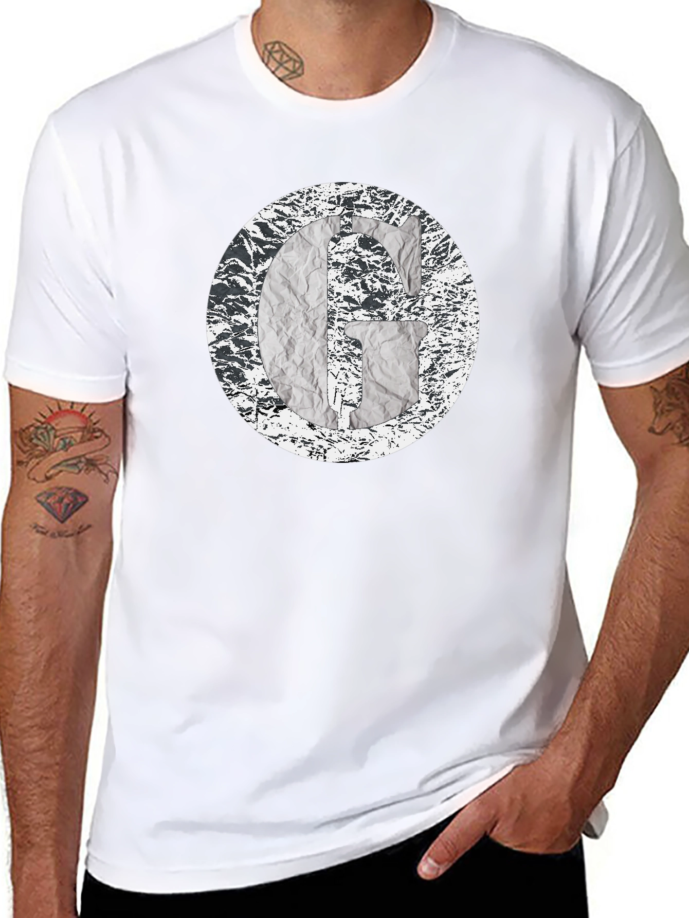 Abstract G Graphic Print Black T-Shirt