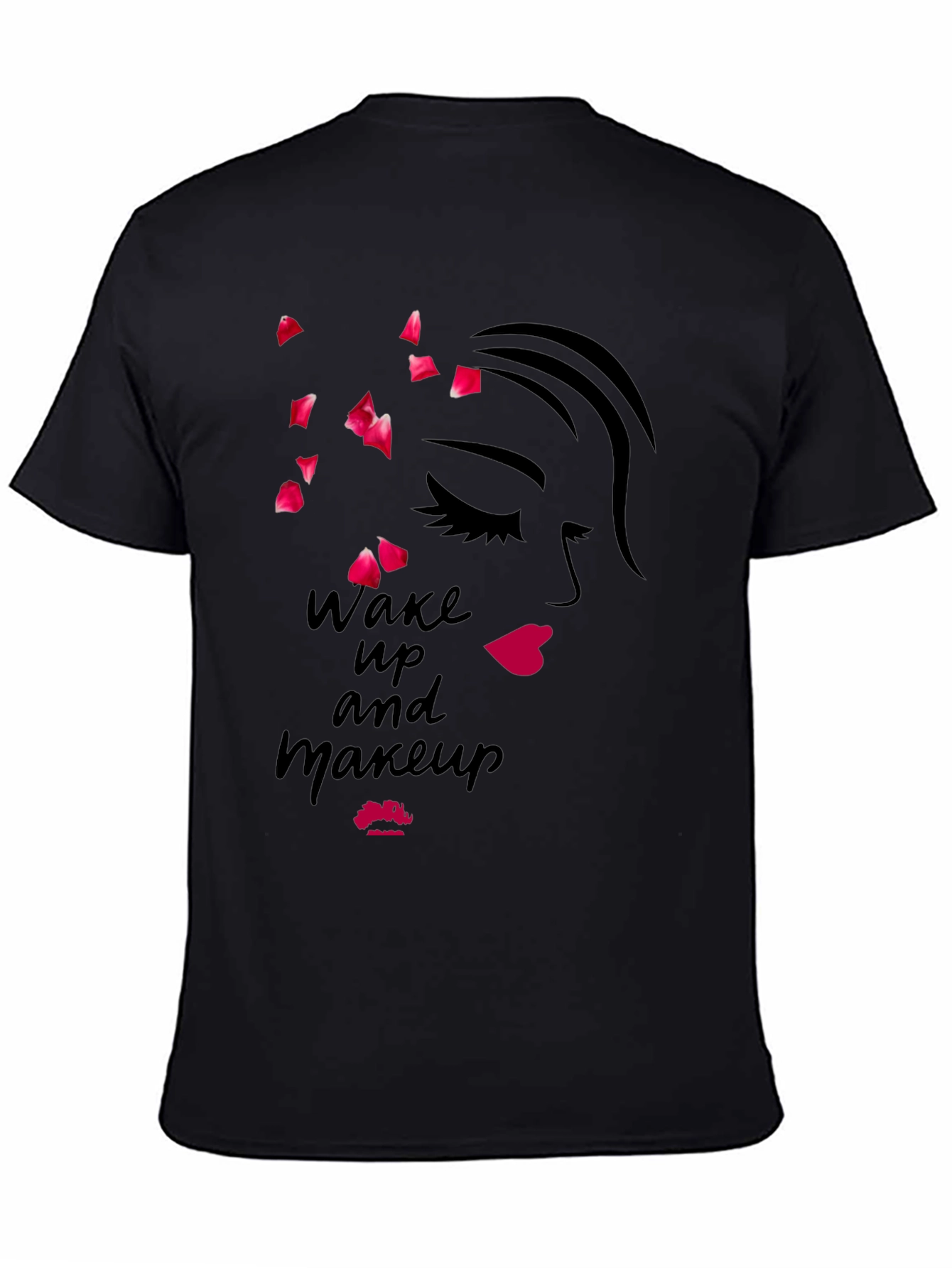 Wake Up and Makeup Black Graphic Tee