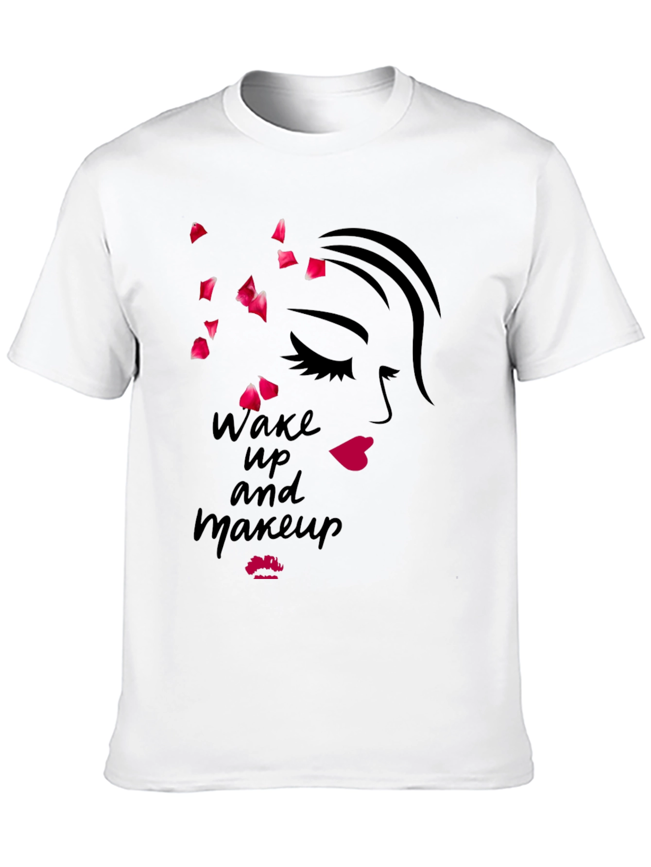 Wake Up and Makeup Black Graphic Tee