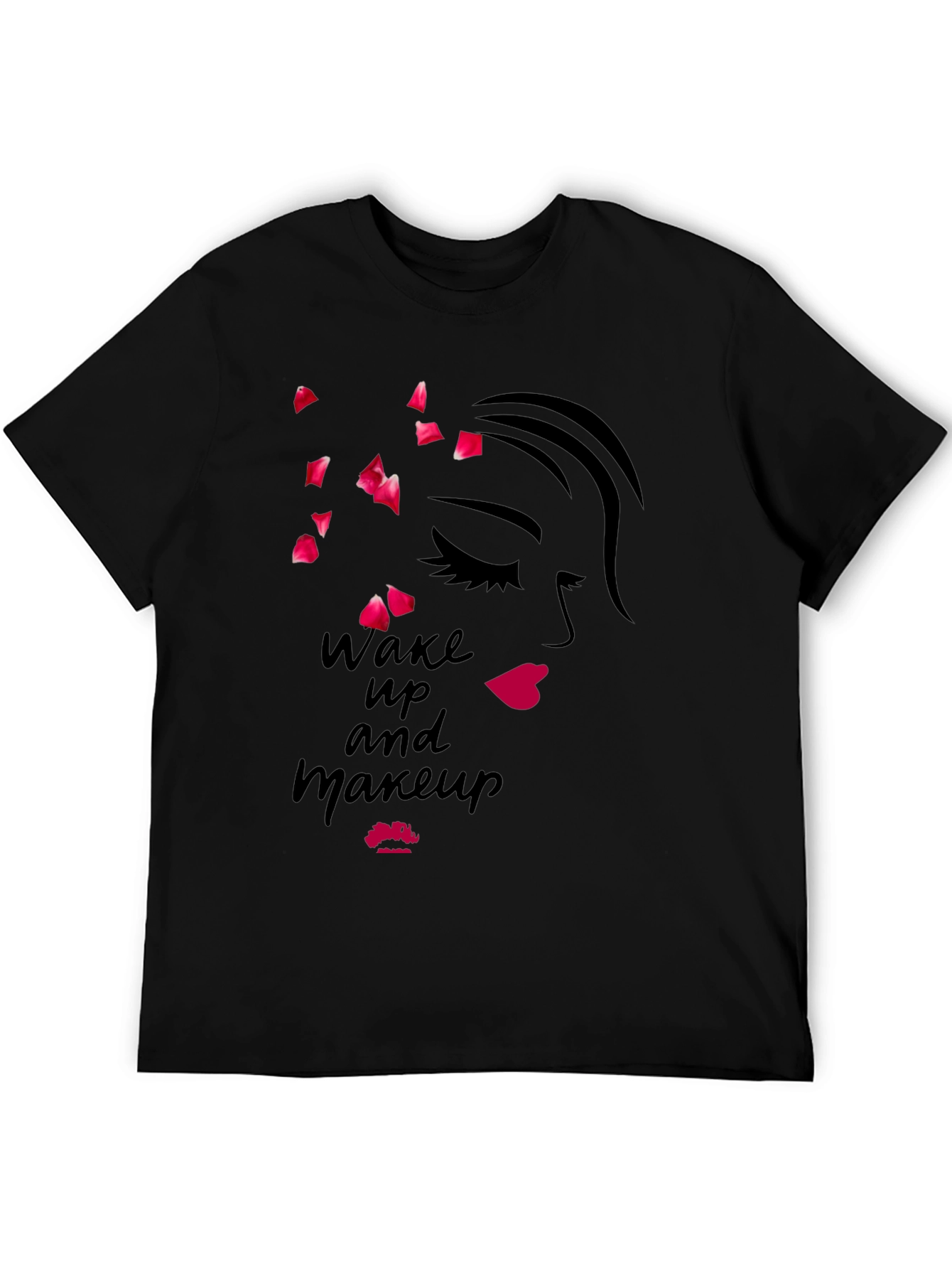 Wake Up and Makeup Black Graphic Tee
