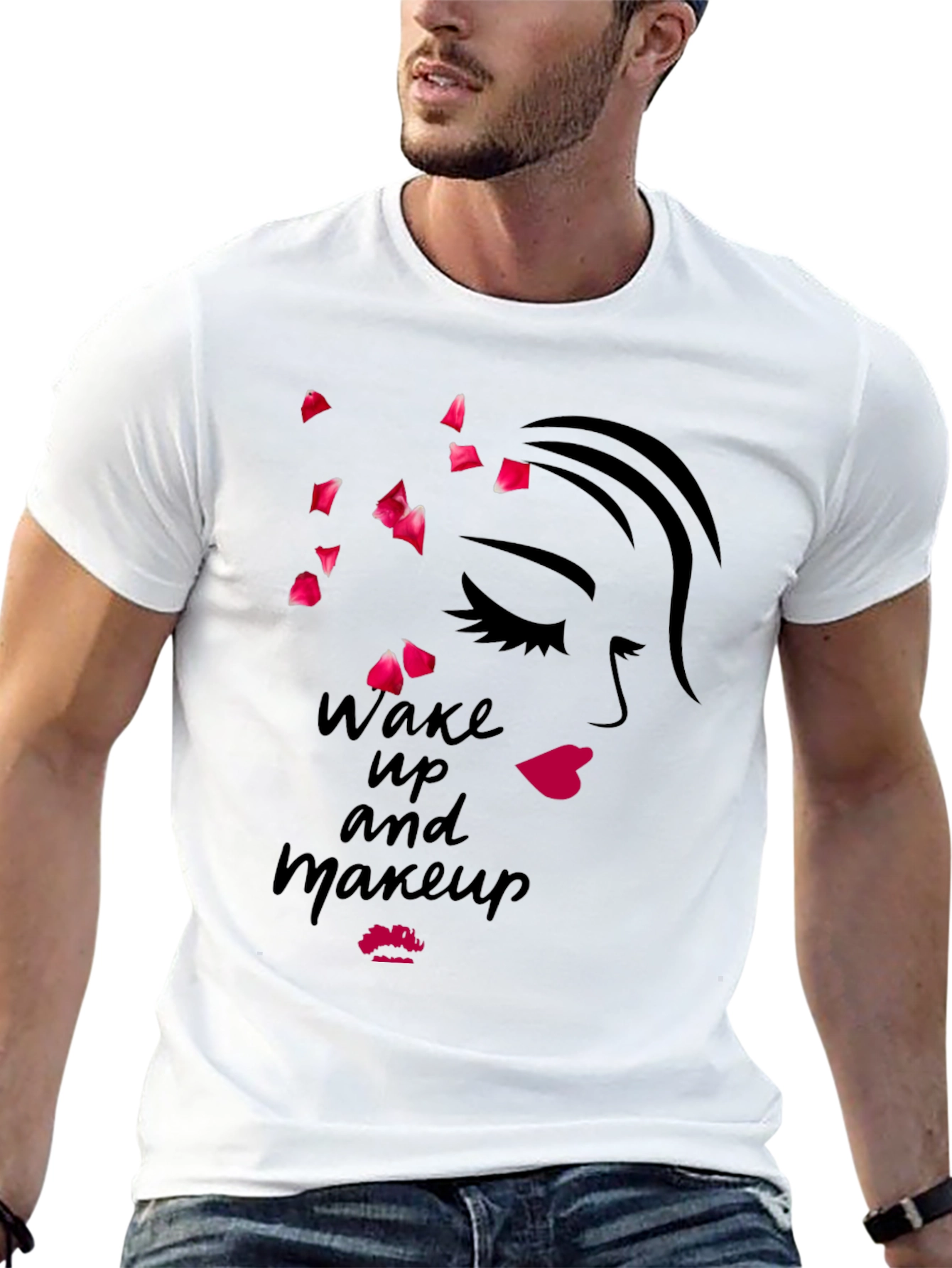 Wake Up and Makeup Black Graphic Tee