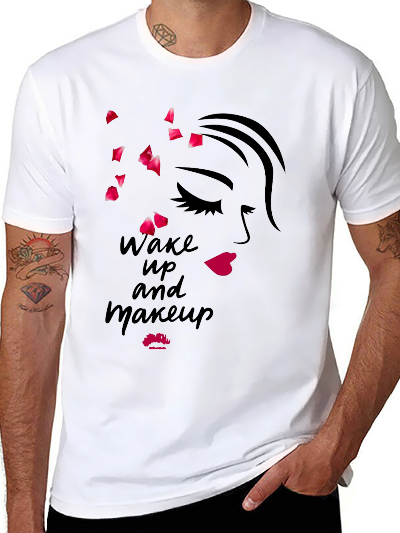 Wake Up and Makeup Black Graphic Tee