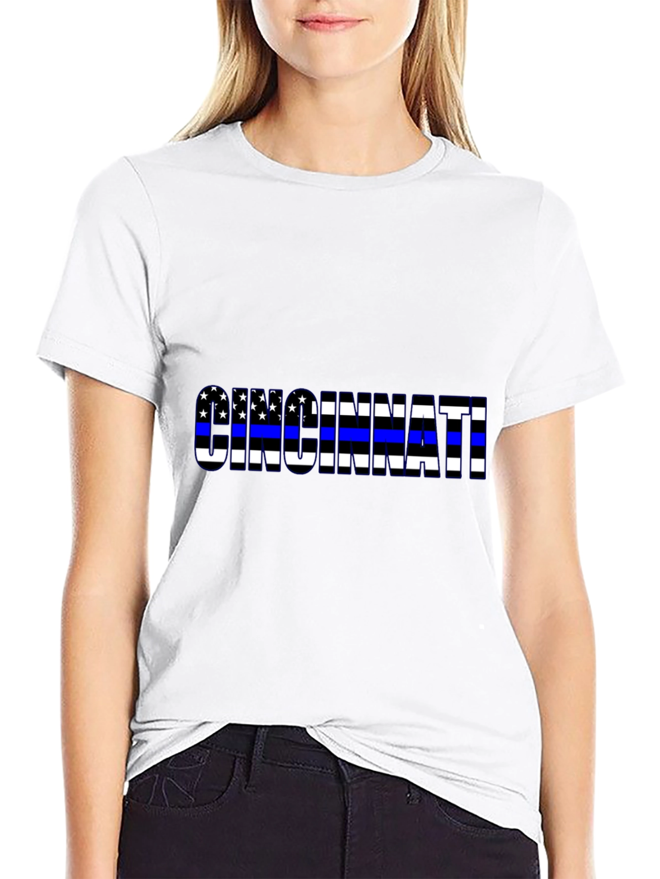 Cincinnati Thin Blue Line Flag T-Shirt