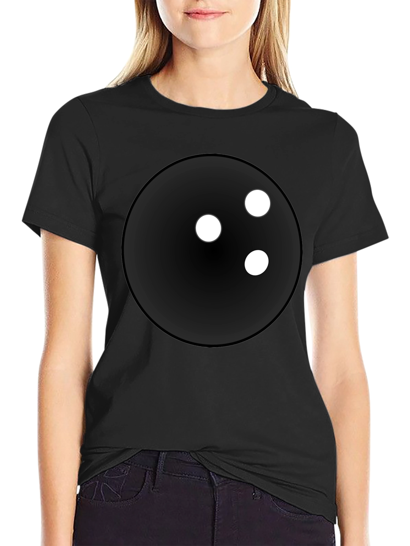 Bowling Ball Graphic Tee - Black Cotton Blend Shirt