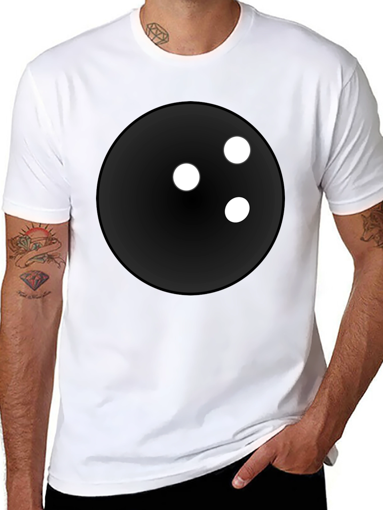 Bowling Ball Graphic Tee - Black Cotton Blend Shirt