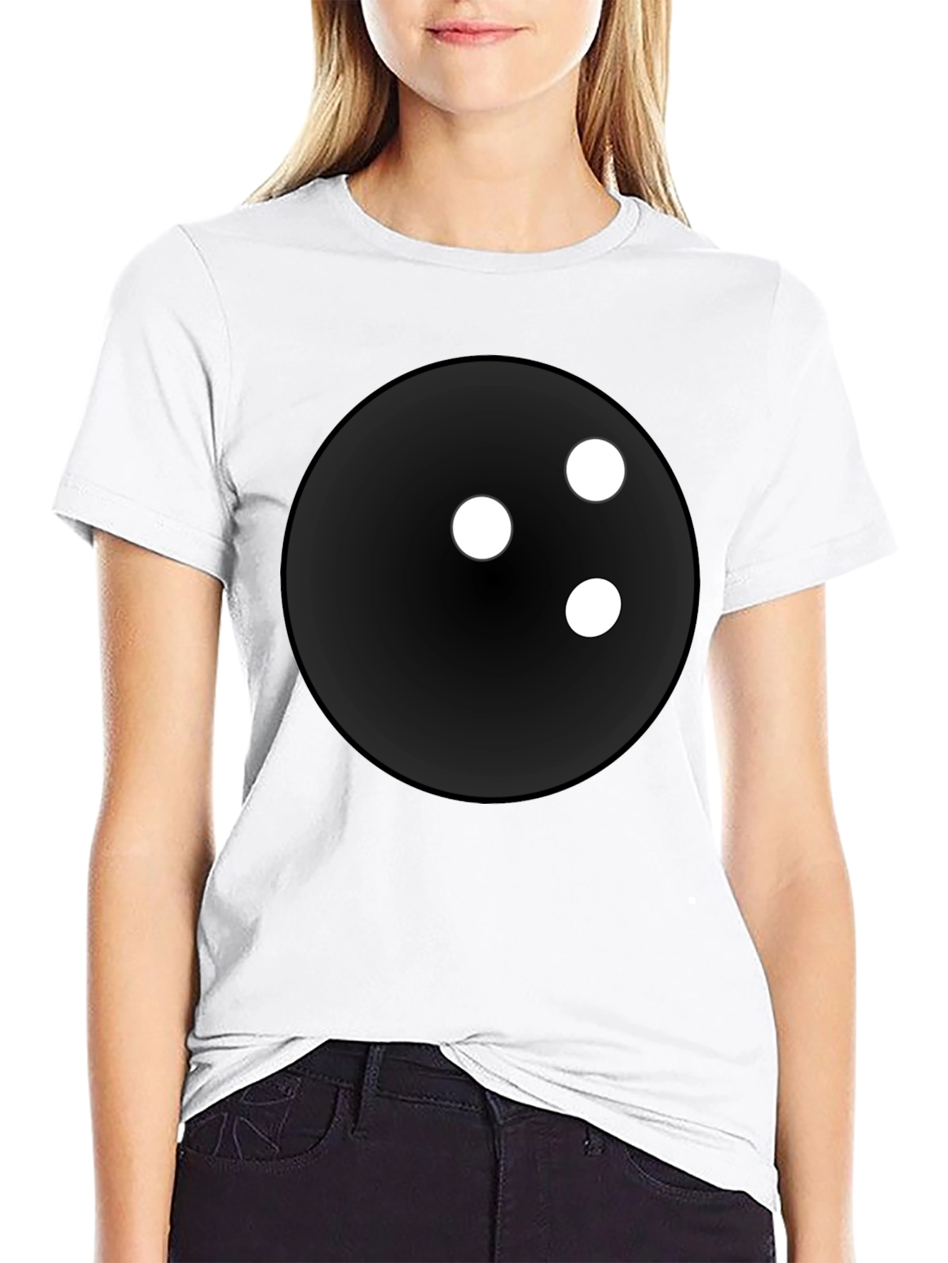 Bowling Ball Graphic Tee - Black Cotton Blend Shirt