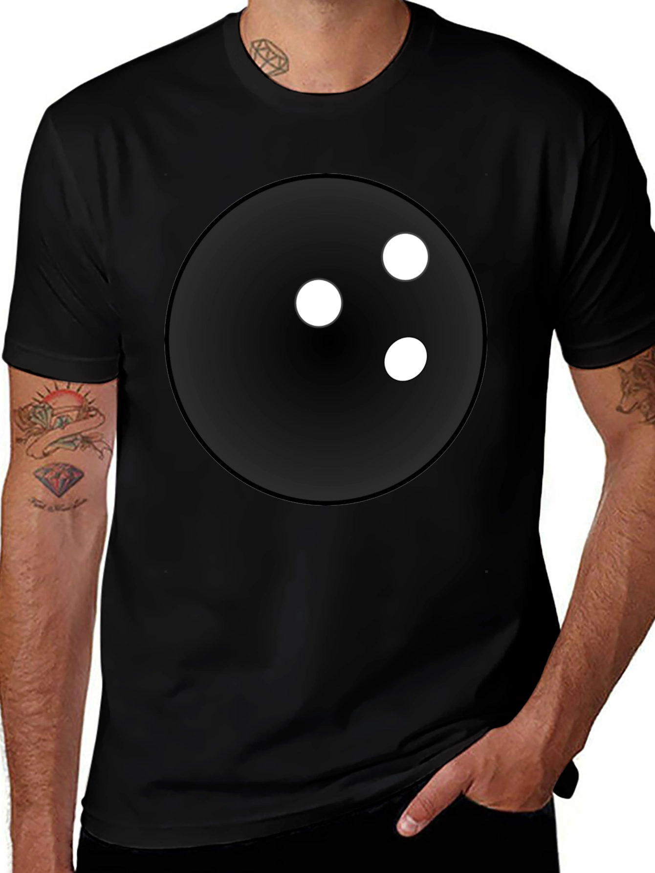 Bowling Ball Graphic Tee - Black Cotton Blend Shirt