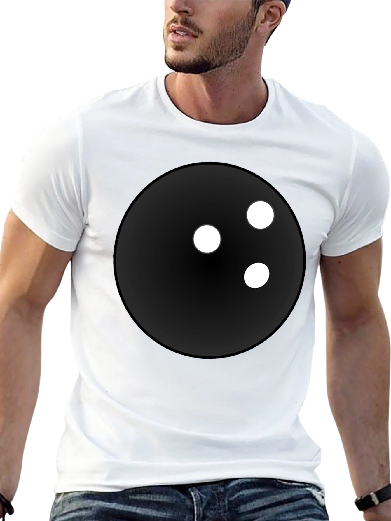 Bowling Ball Graphic Tee - Black Cotton Blend Shirt
