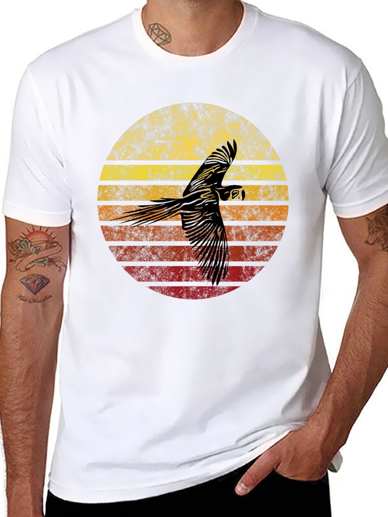 Retro Parrot Sunset Graphic T-Shirt