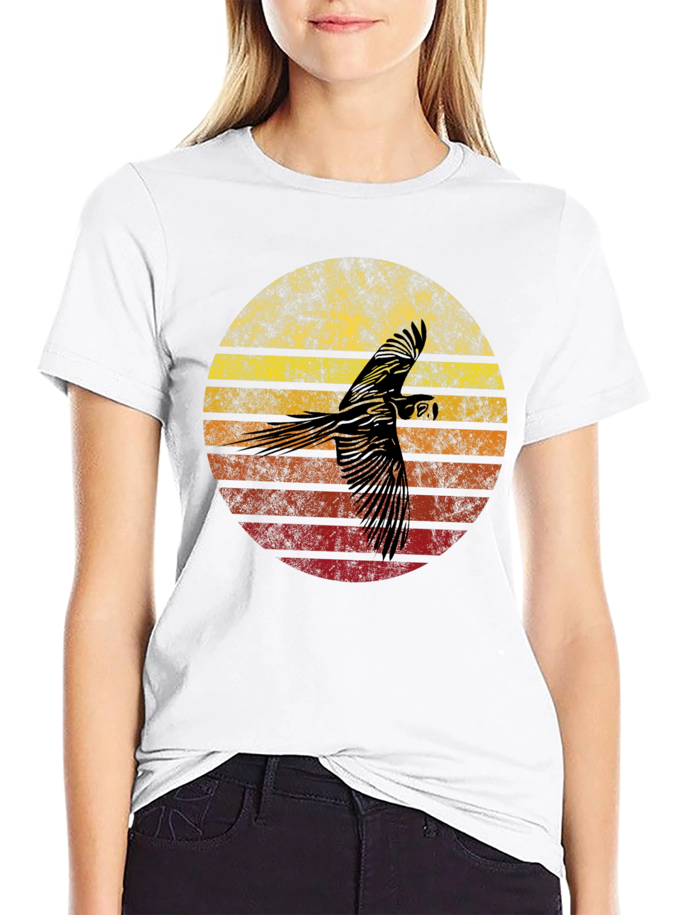 Retro Parrot Sunset Graphic T-Shirt