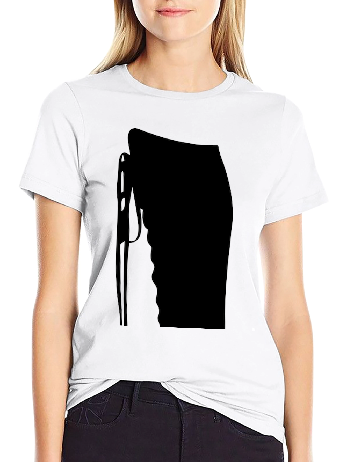 Black T-Shirt with Abstract Needle Design