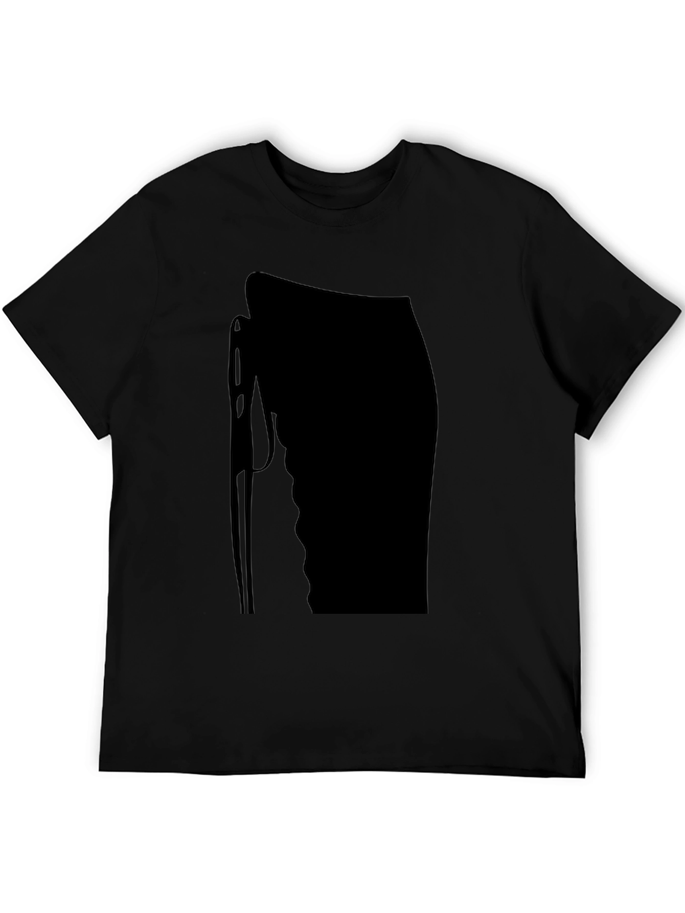 Black T-Shirt with Abstract Needle Design