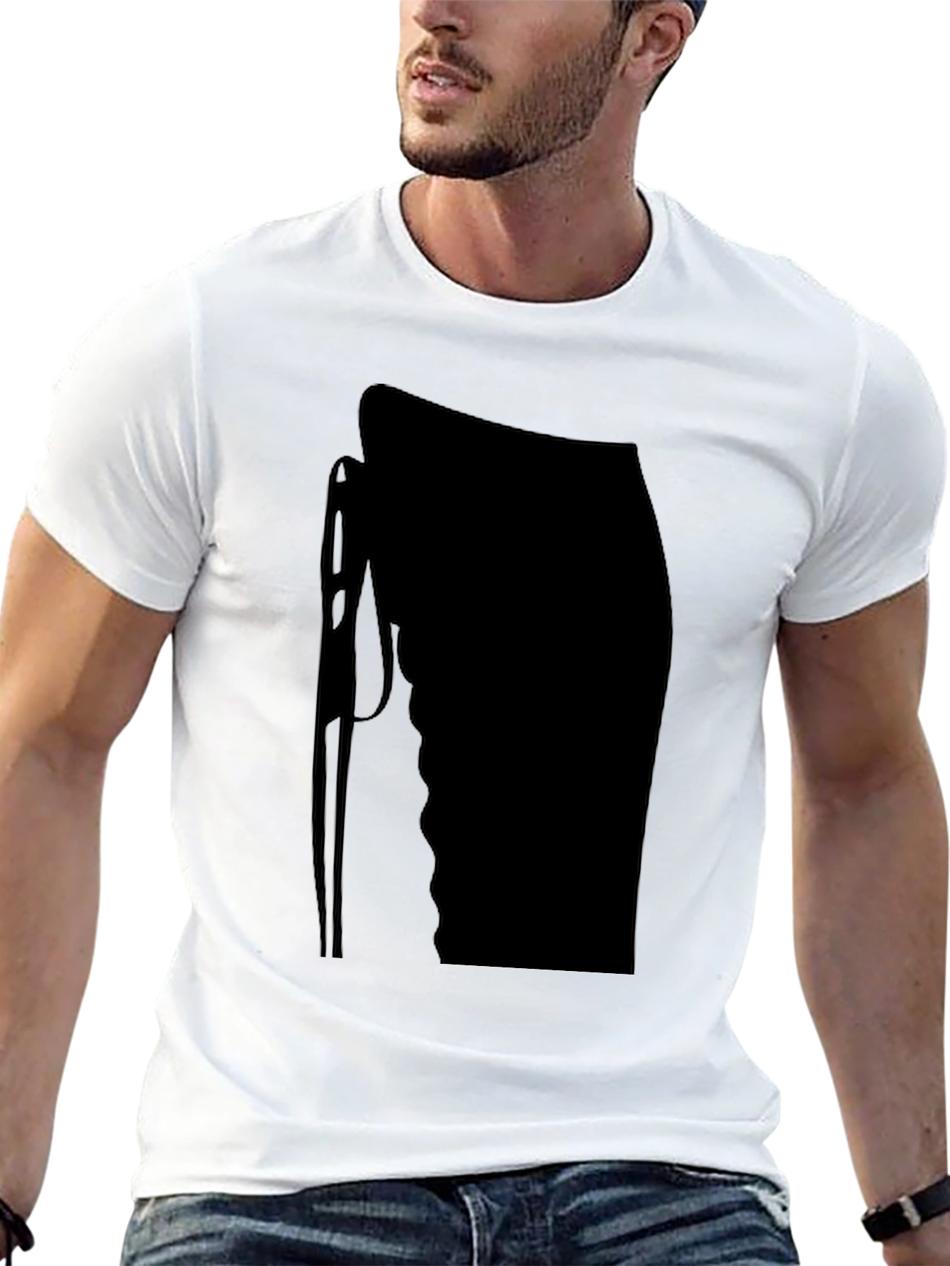 Black T-Shirt with Abstract Needle Design