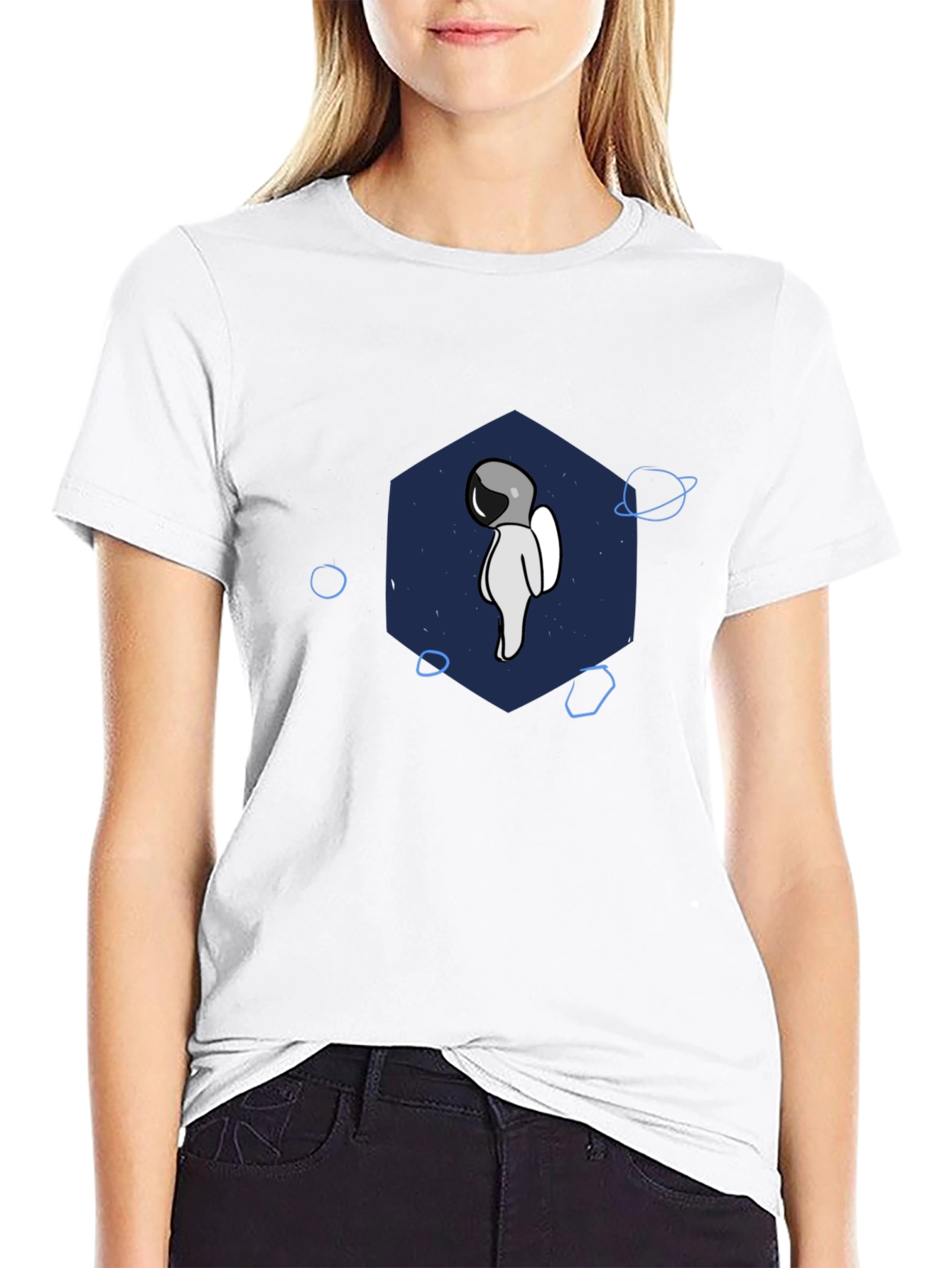 Astronaut Graphic T-Shirt - Black Crew Neck Tee