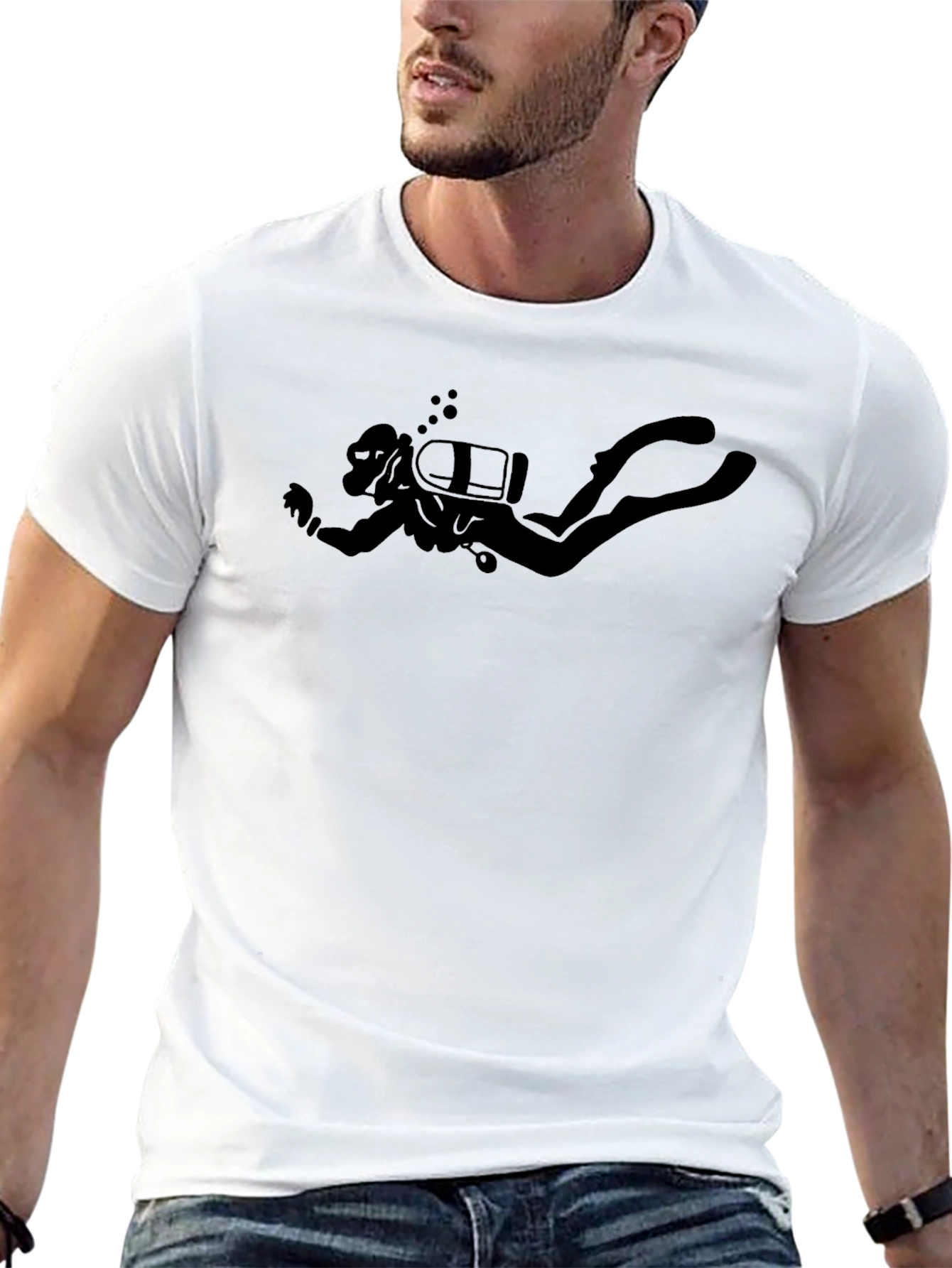 Diver Silhouette Graphic T-Shirt - Black