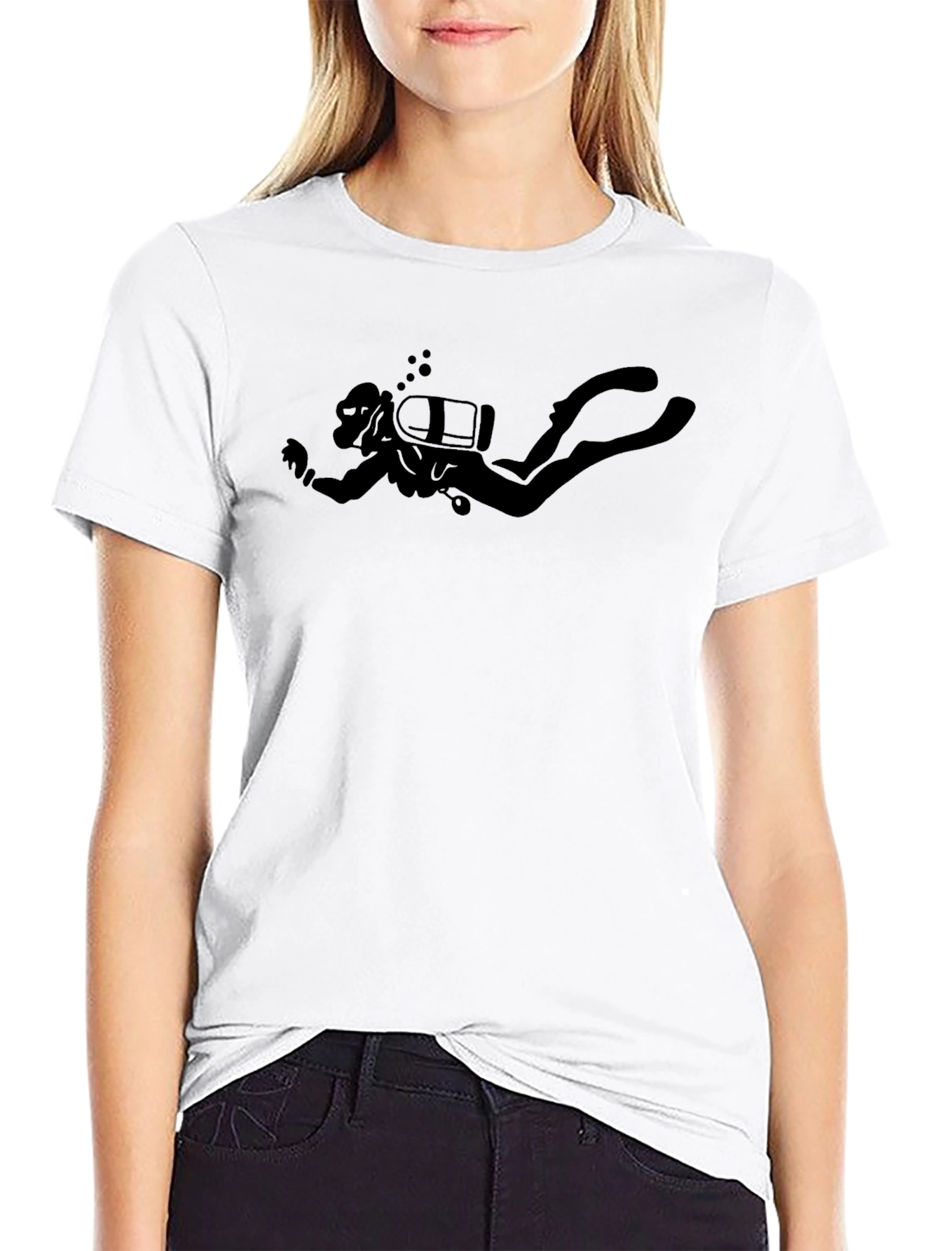 Diver Silhouette Graphic T-Shirt - Black