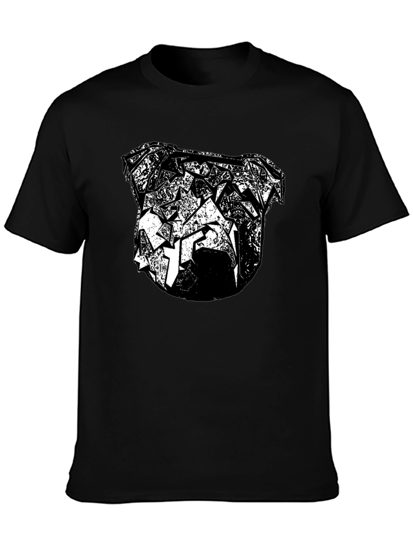 Abstract Bulldog Graphic Tee - Black