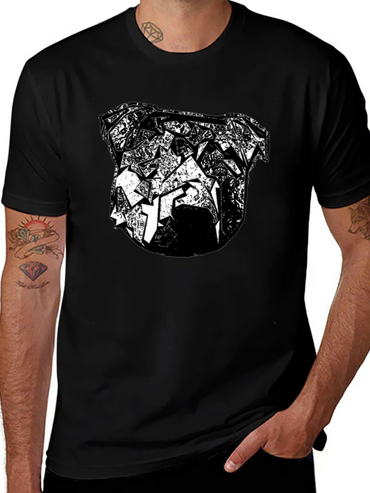 Abstract Bulldog Graphic Tee - Black