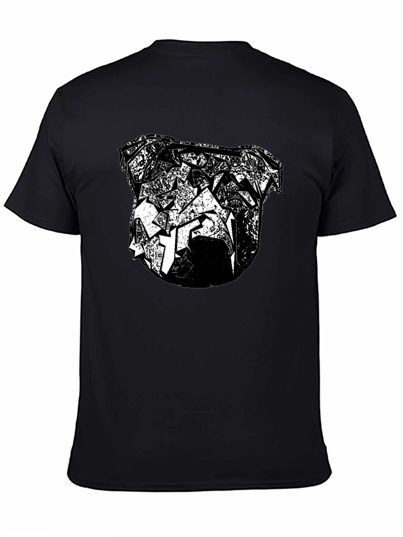 Abstract Bulldog Graphic Tee - Black