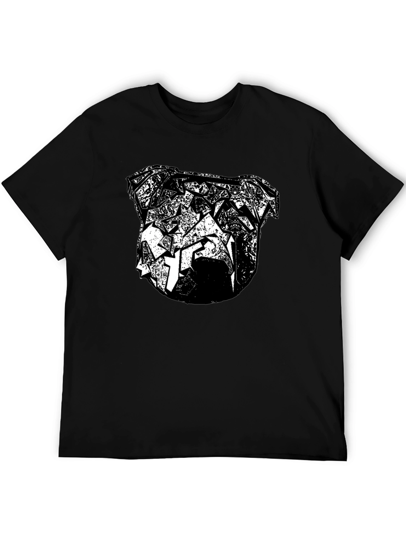 Abstract Bulldog Graphic Tee - Black