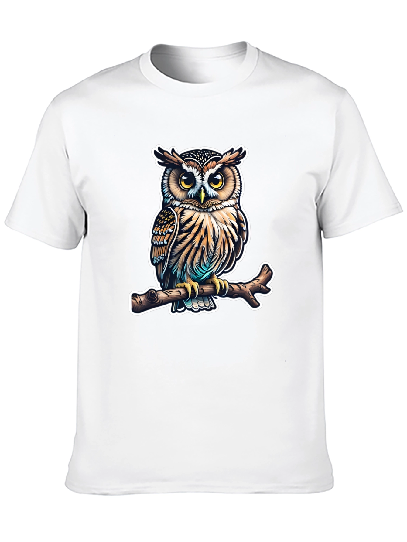 Owl on Branch Graphic Tee - Mens Black T-Shirt