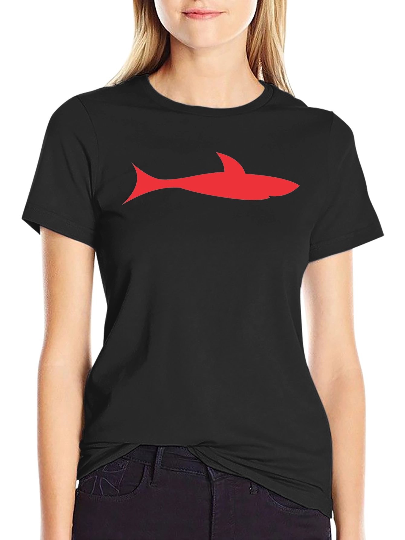 Shark Graphic Tee - Stylish Black Cotton T-Shirt