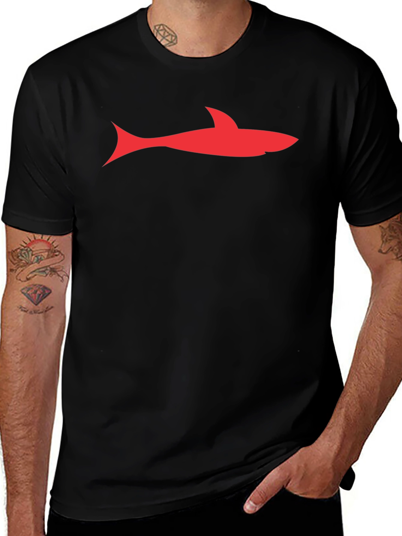 Shark Graphic Tee - Stylish Black Cotton T-Shirt