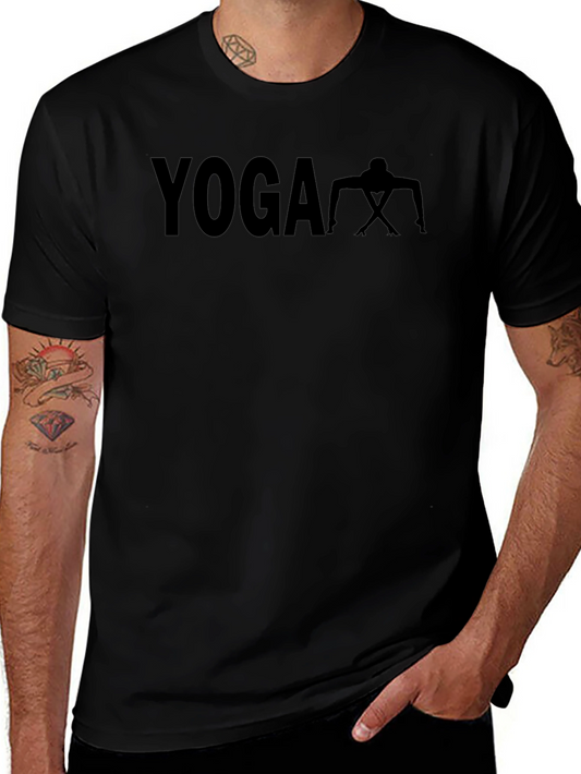 Yoga Pose Graphic Tee - Black Cotton T-Shirt