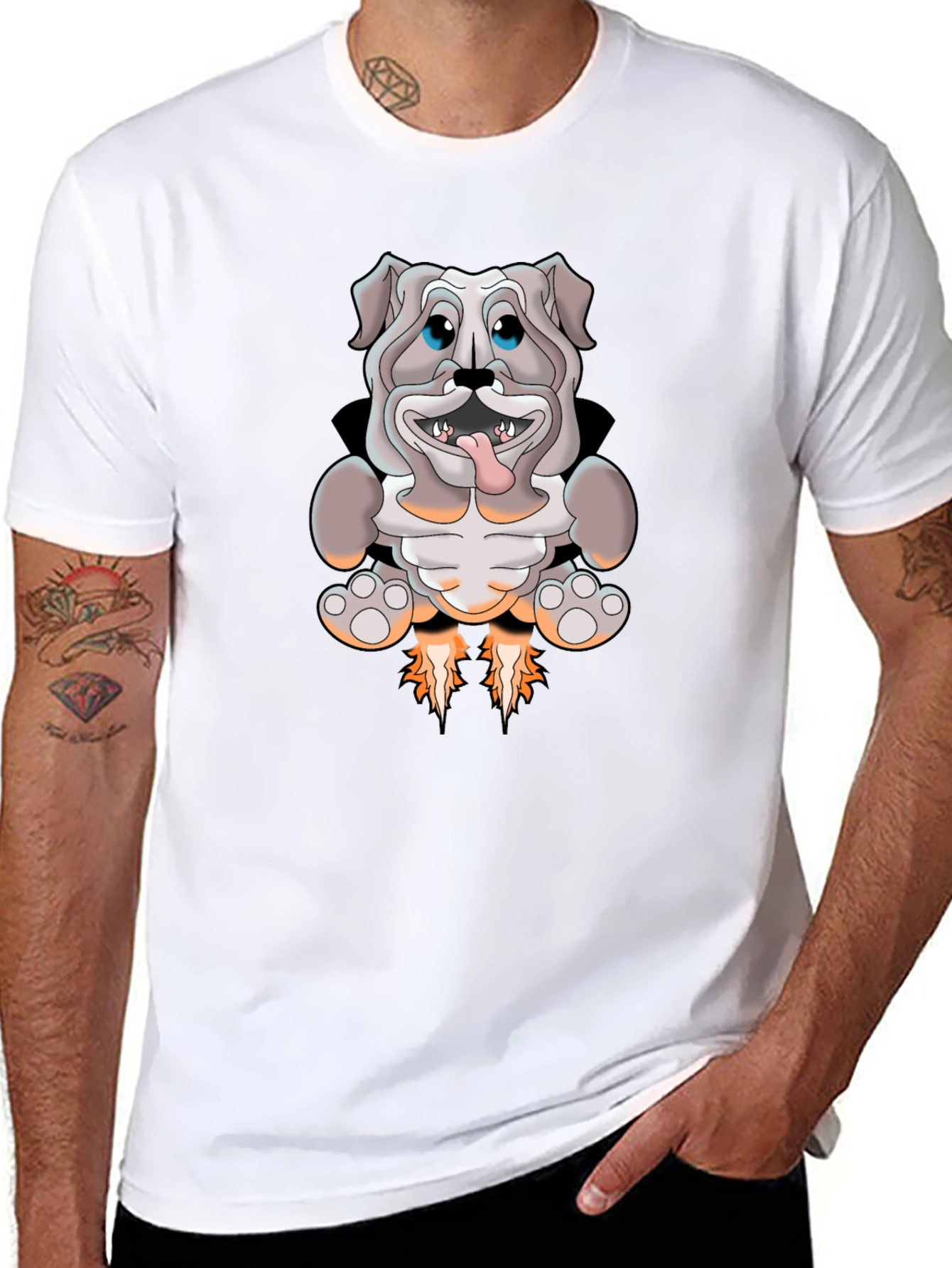Bulldog Rocket T-Shirt - Black Cotton