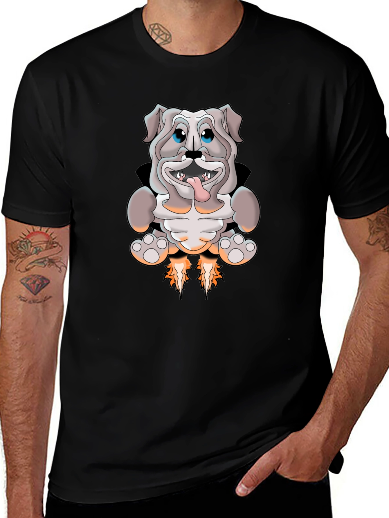 Bulldog Rocket T-Shirt - Black Cotton