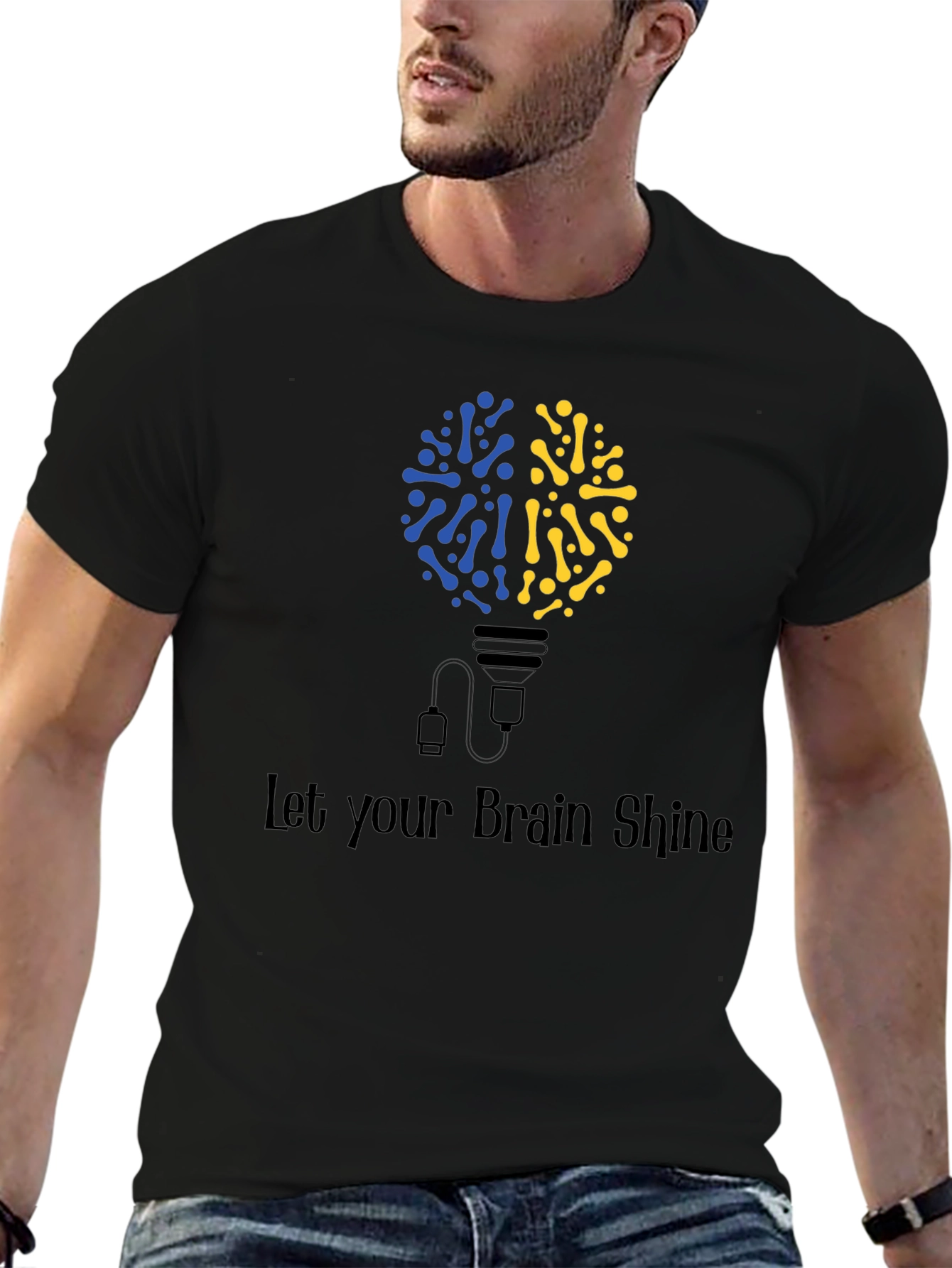 Brain Shine T-Shirt - Unique Brain Bulb Design