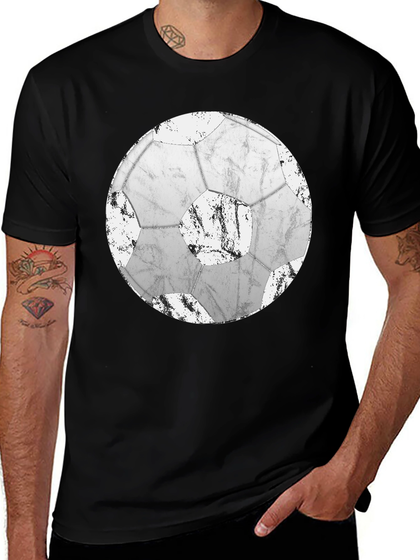 Distressed Soccer Ball Graphic T-Shirt