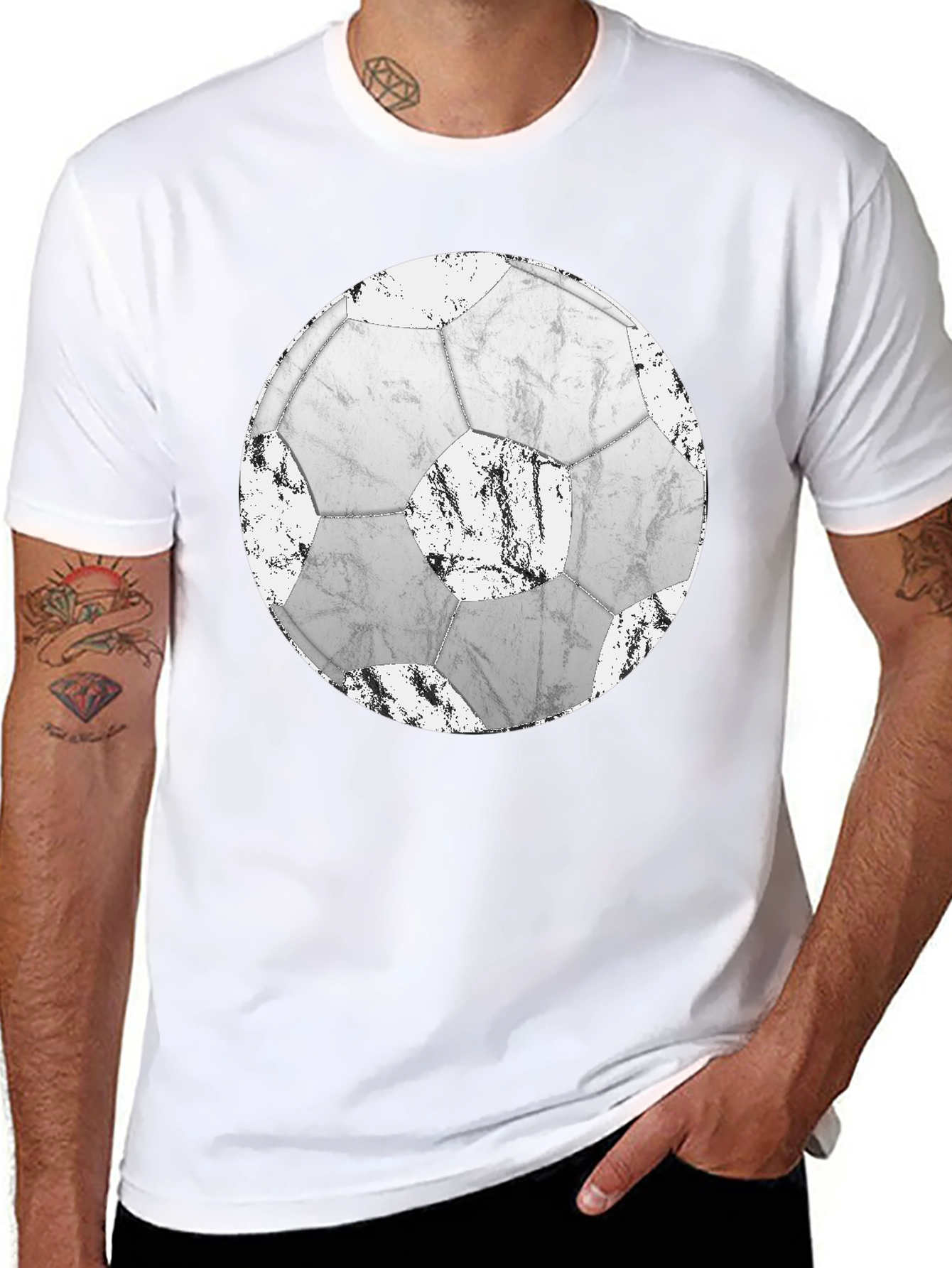 Distressed Soccer Ball Graphic T-Shirt
